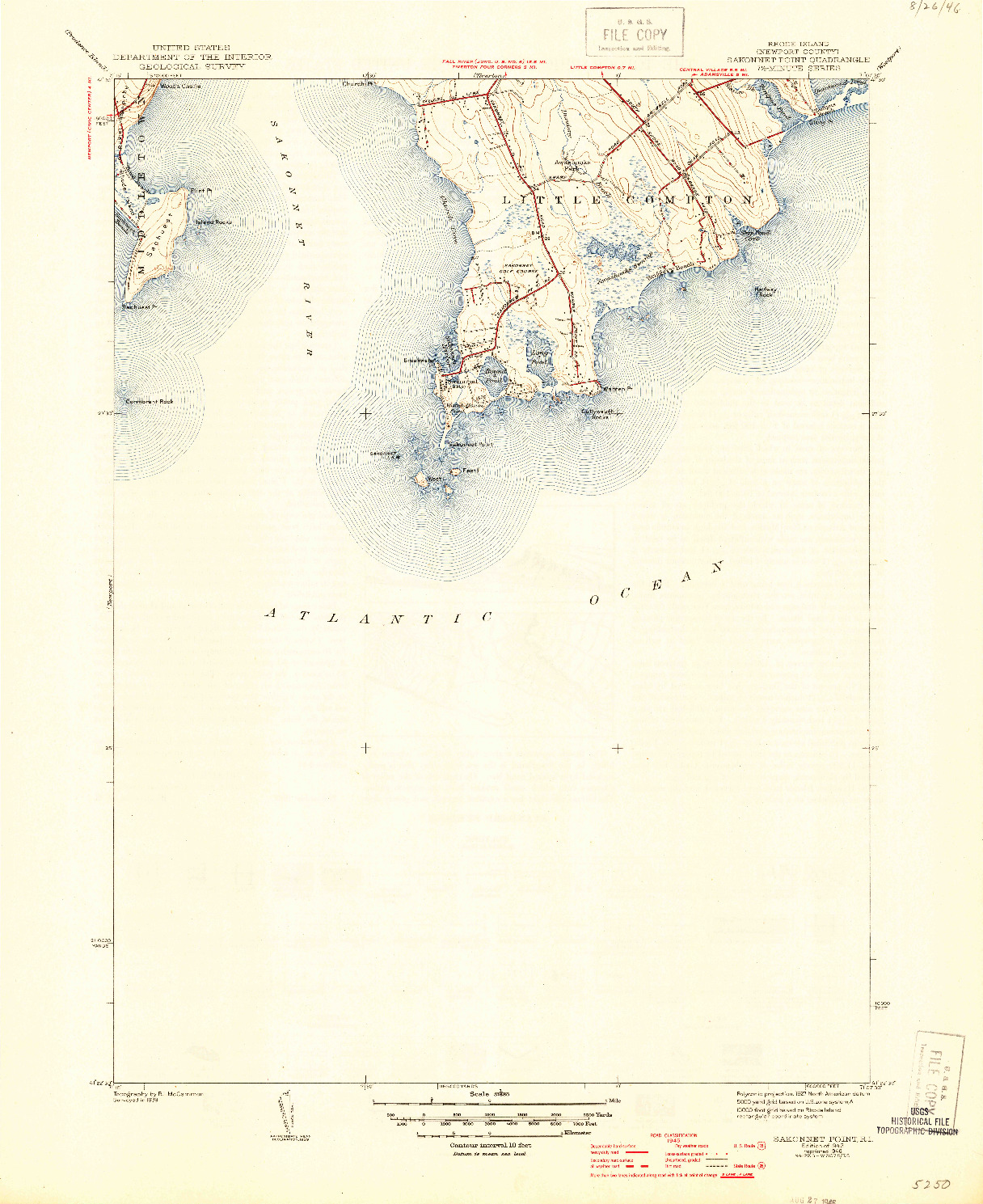 USGS 1:31680-SCALE QUADRANGLE FOR SAKONNET POINT, RI 1942