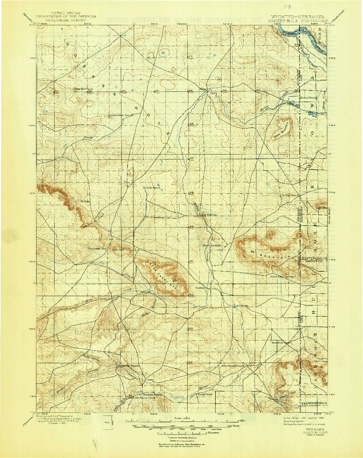 USGS 1:125000-SCALE QUADRANGLE FOR GOSHEN HOLE, WY 1899