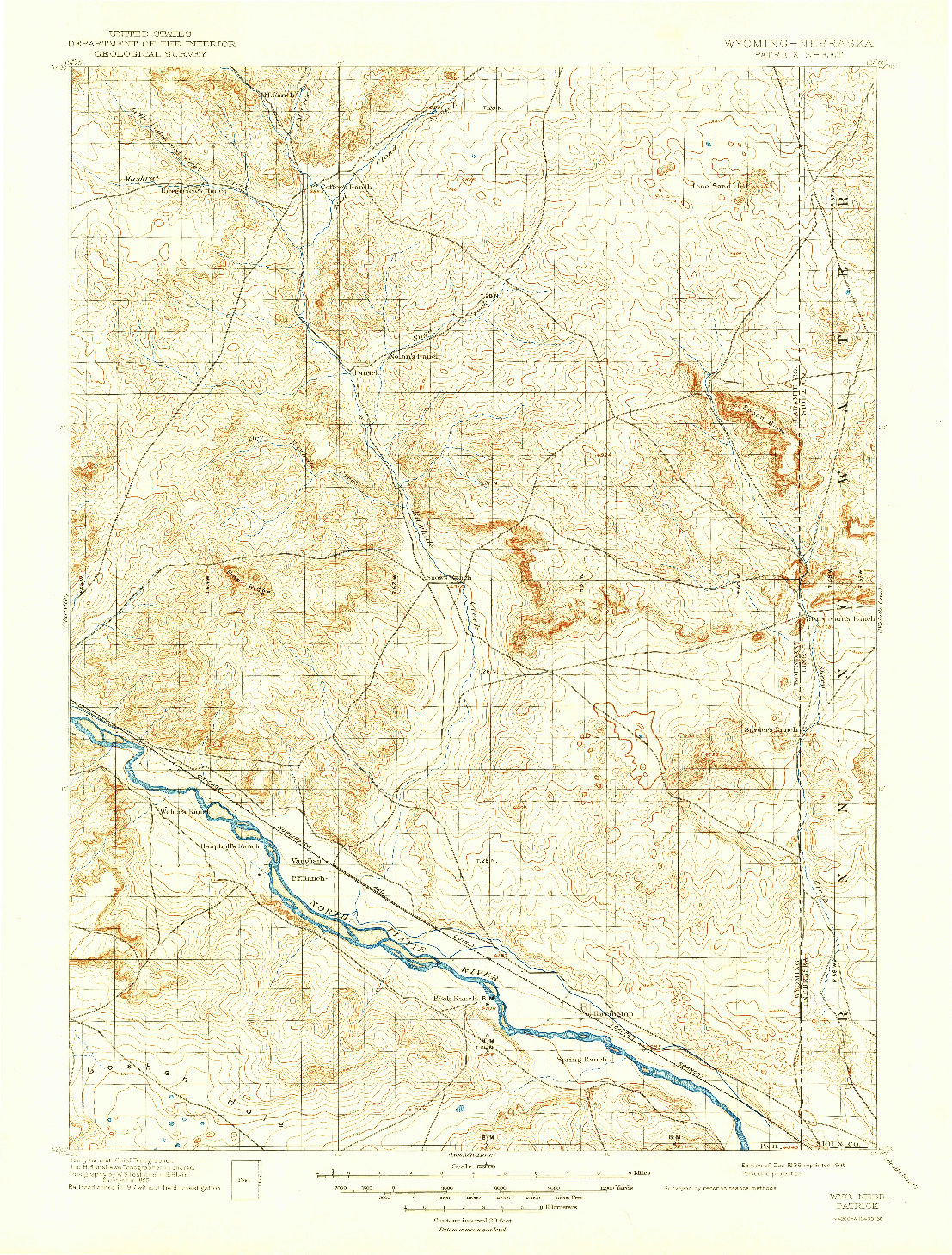 USGS 1:125000-SCALE QUADRANGLE FOR PATRICK, WY 1896