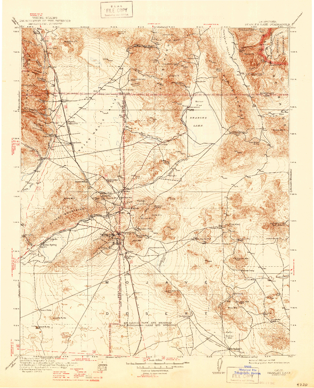 USGS 1:250000-SCALE QUADRANGLE FOR SEARLES LAKE, CA 1915