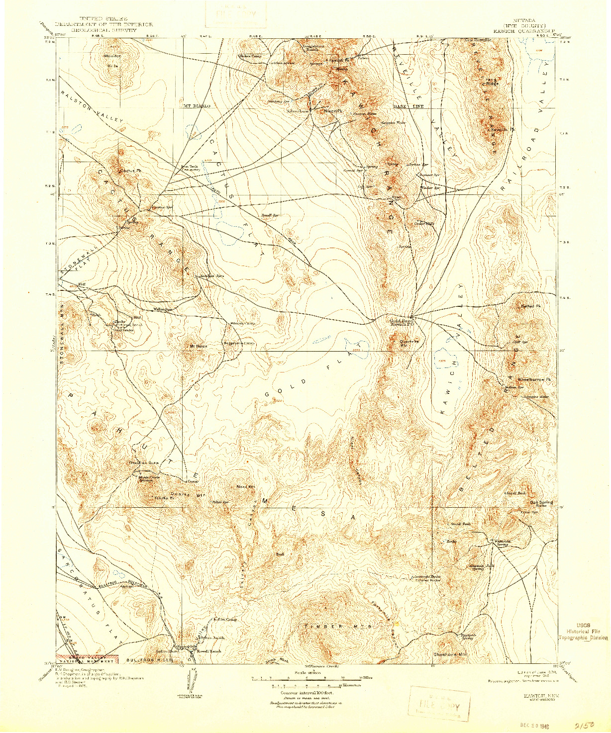 USGS 1:250000-SCALE QUADRANGLE FOR KAWICH, NV 1908