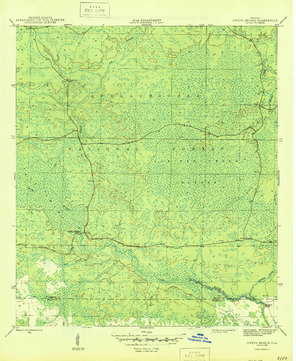 USGS 1:31680-SCALE QUADRANGLE FOR OWENS BRIDGE, FL 1946