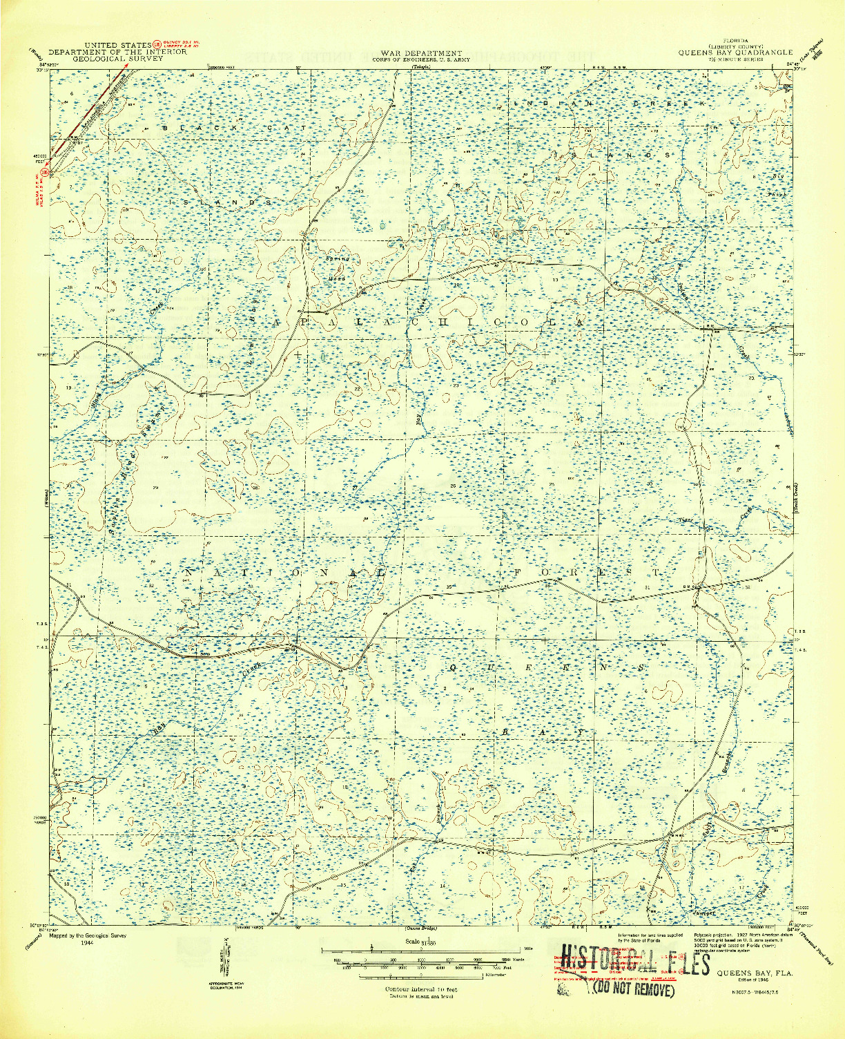 USGS 1:31680-SCALE QUADRANGLE FOR QUEENS BAY, FL 1946