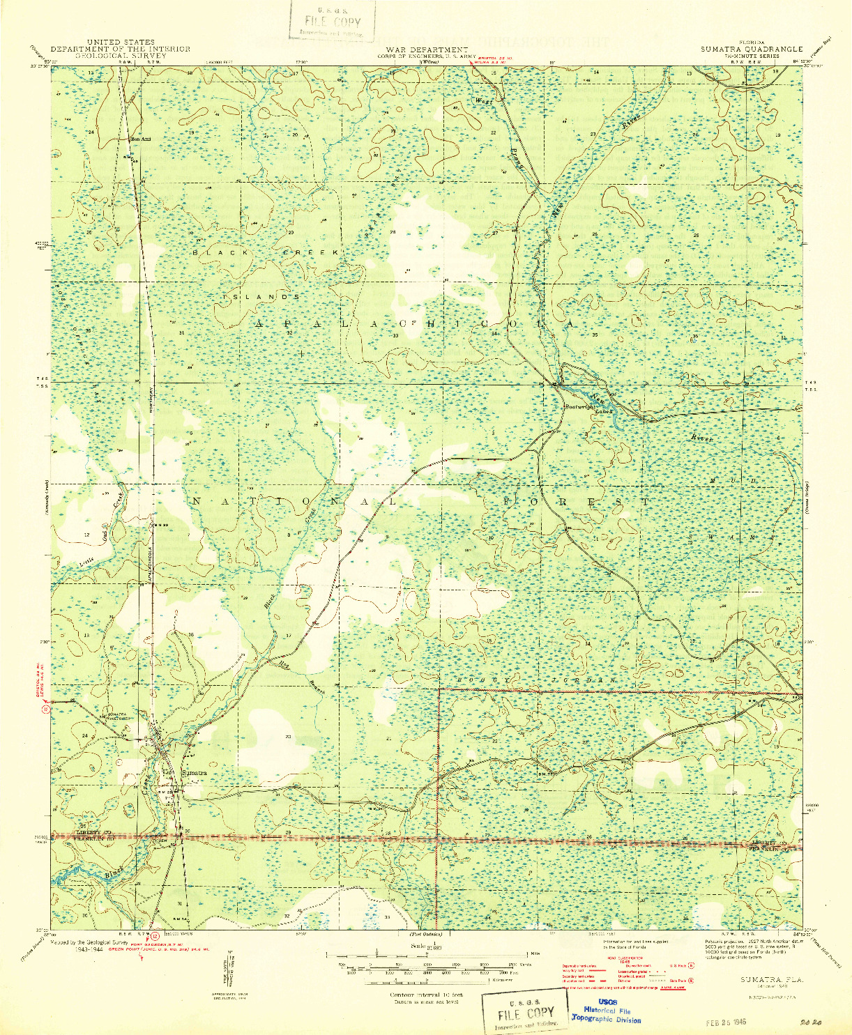 USGS 1:31680-SCALE QUADRANGLE FOR SUMATRA, FL 1946
