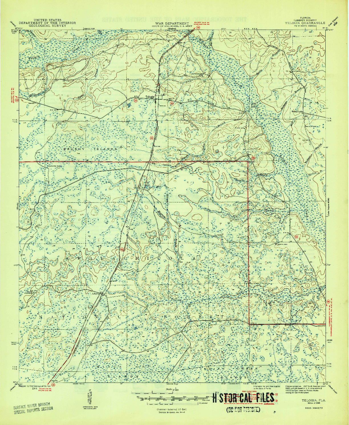 USGS 1:31680-SCALE QUADRANGLE FOR TELOGIA, FL 1946