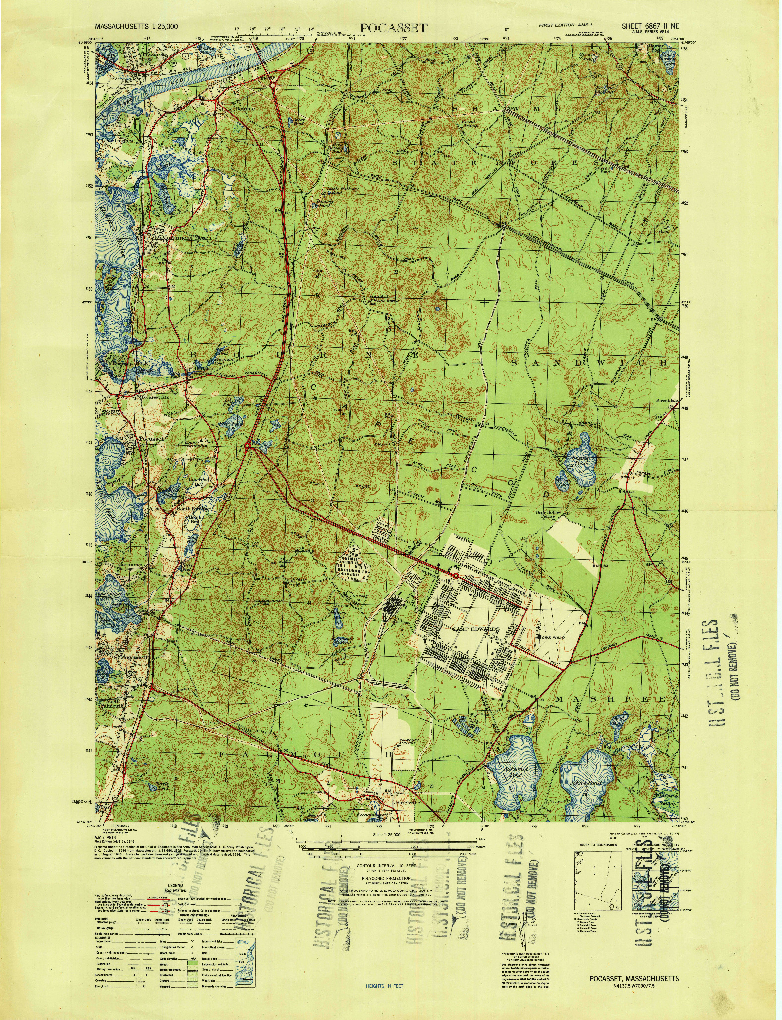 USGS 1:25000-SCALE QUADRANGLE FOR POCASSET, MA 1946