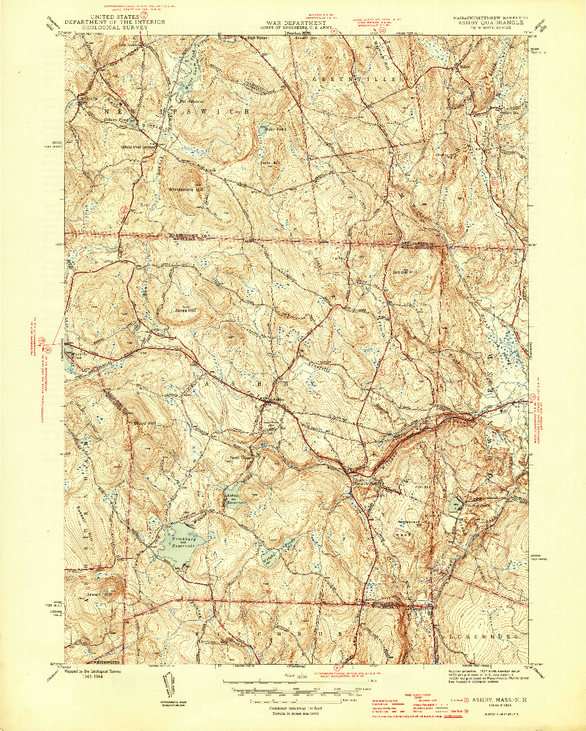 USGS 1:31680-SCALE QUADRANGLE FOR ASHBY, MA 1946