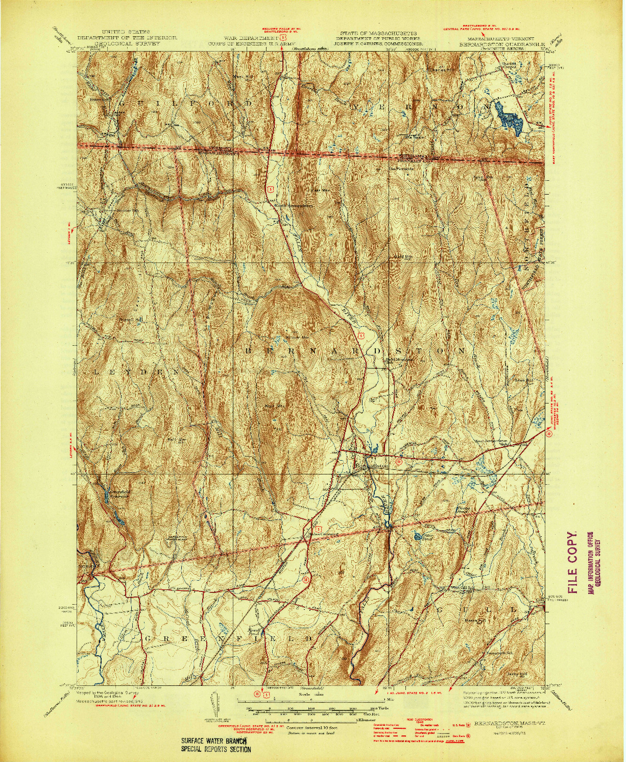 USGS 1:31680-SCALE QUADRANGLE FOR BERNARDSTON, MA 1946