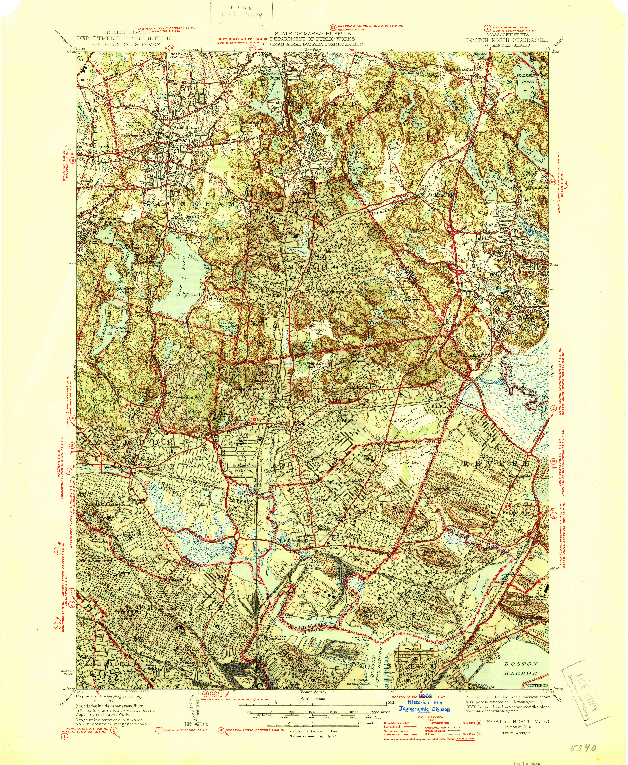 USGS 1:31680-SCALE QUADRANGLE FOR BOSTON NORTH, MA 1946