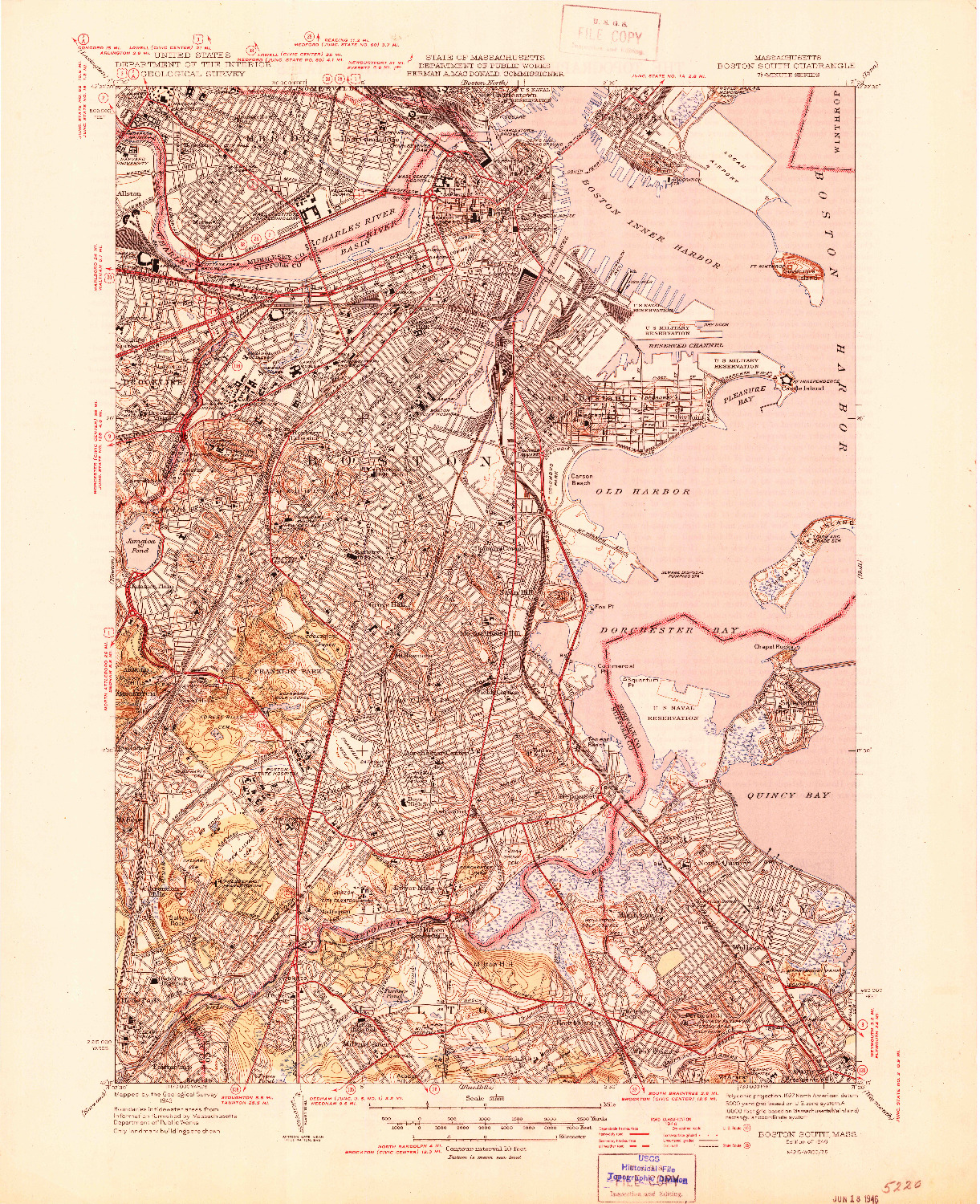 USGS 1:31680-SCALE QUADRANGLE FOR BOSTON SOUTH, MA 1946