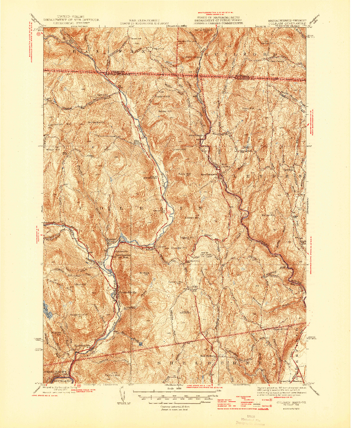 USGS 1:31680-SCALE QUADRANGLE FOR COLRAIN, MA 1946