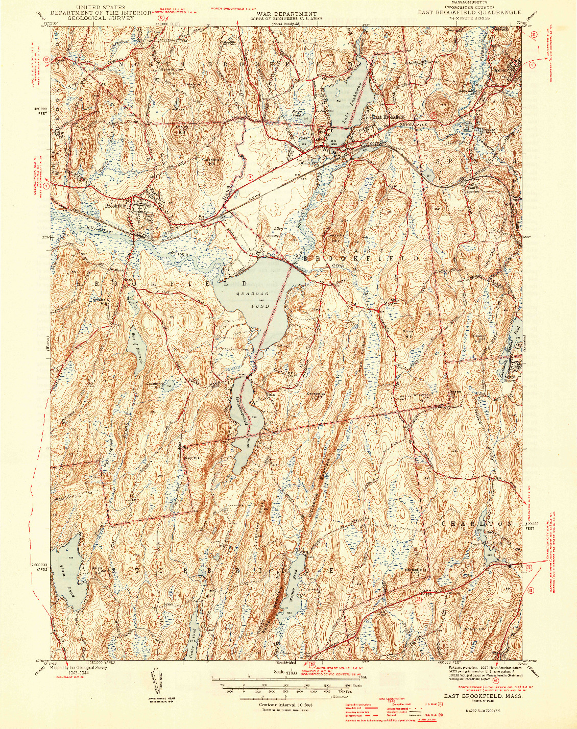 USGS 1:31680-SCALE QUADRANGLE FOR EAST BROOKFIELD, MA 1946