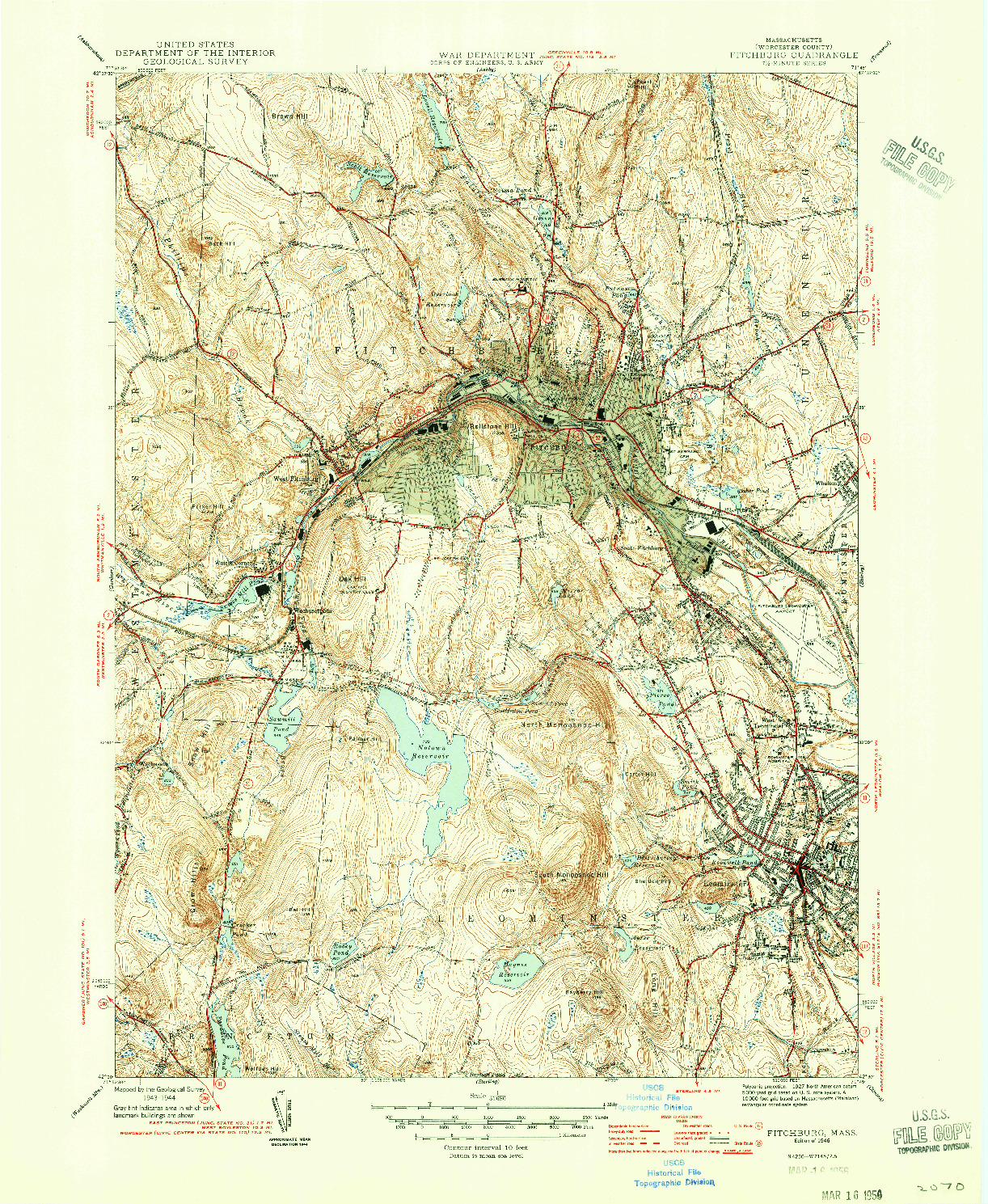 USGS 1:31680-SCALE QUADRANGLE FOR FITCHBURG, MA 1946