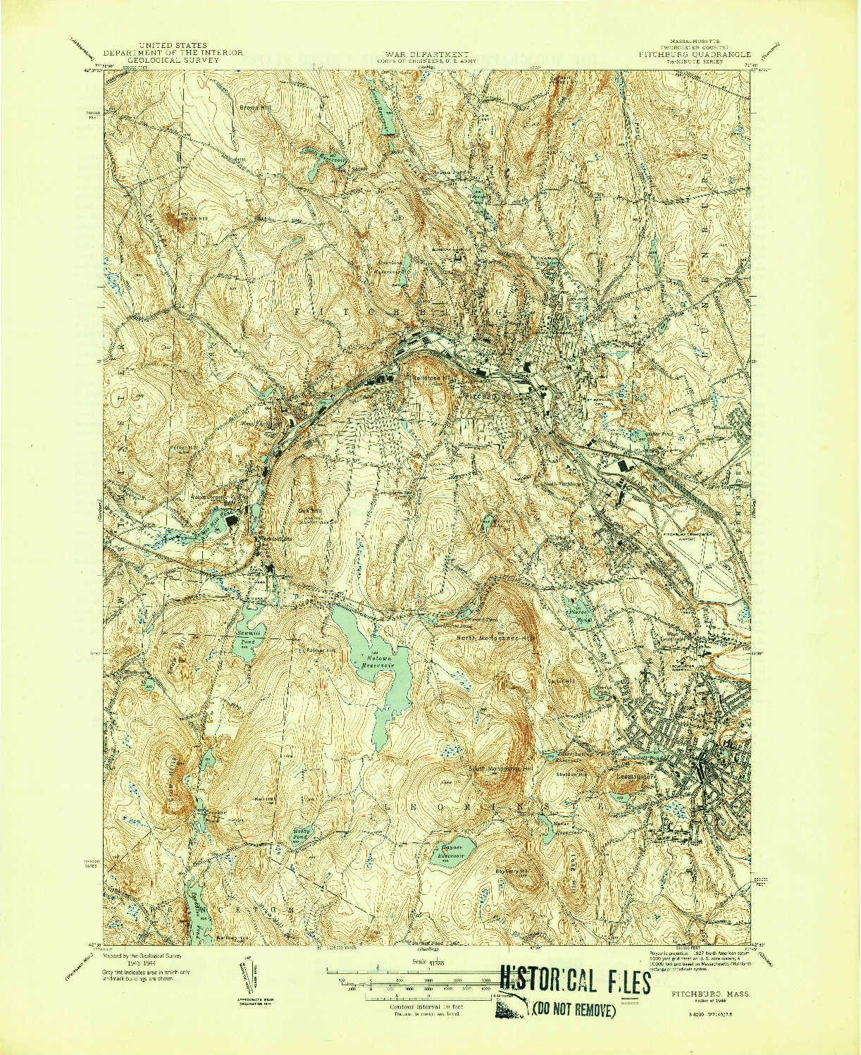 USGS 1:31680-SCALE QUADRANGLE FOR FITCHBURG, MA 1946