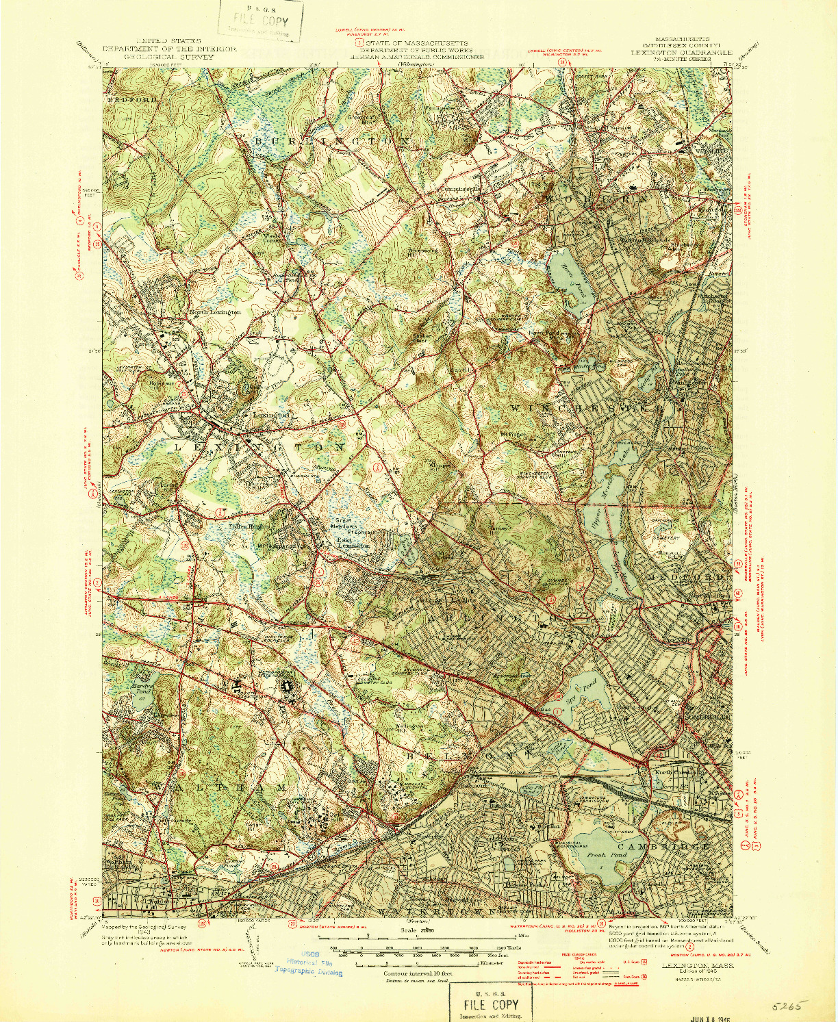 USGS 1:31680-SCALE QUADRANGLE FOR LEXINGTON, MA 1946