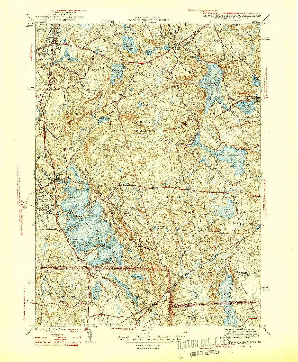 USGS 1:31680-SCALE QUADRANGLE FOR OXFORD, MA 1946