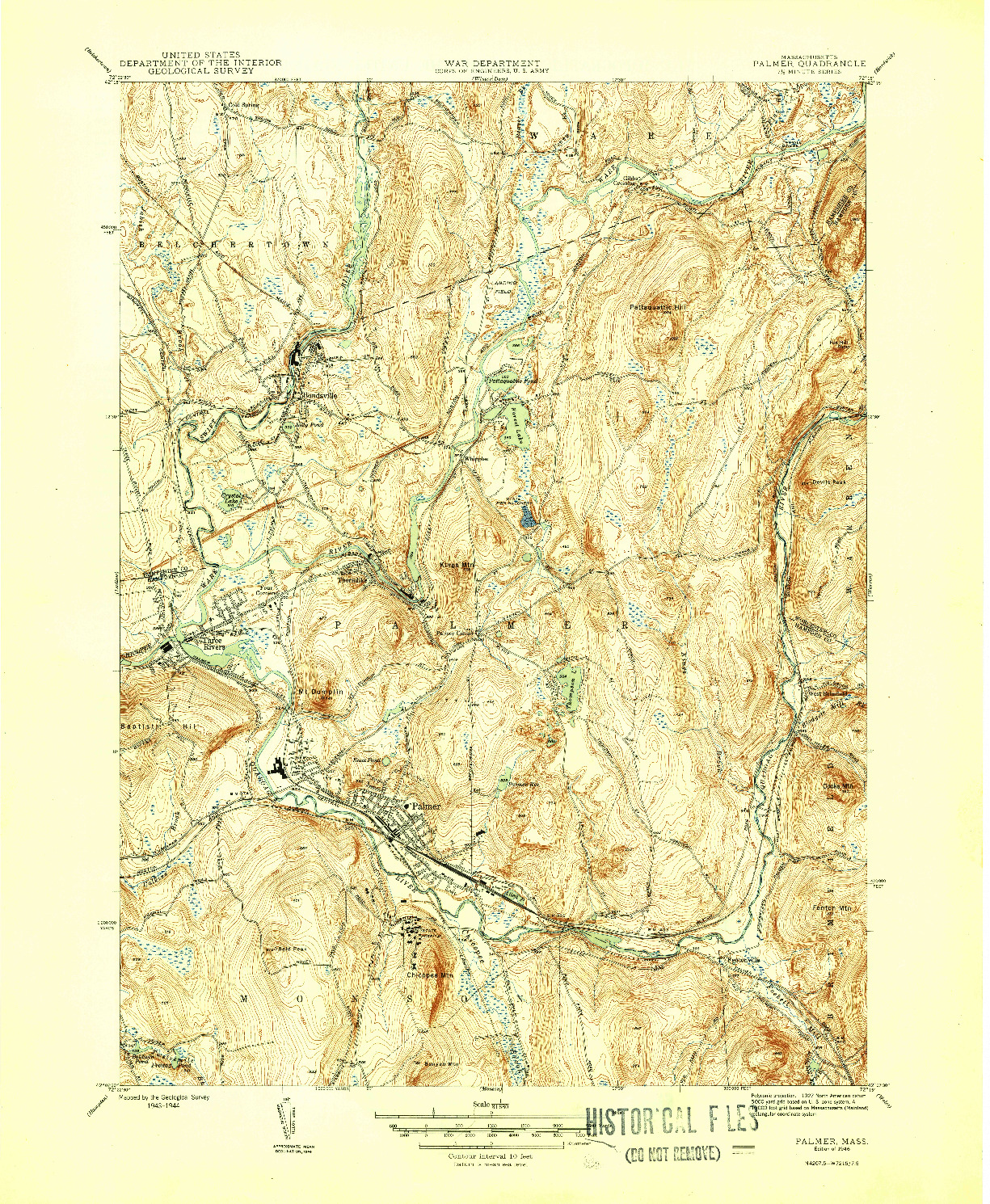 USGS 1:31680-SCALE QUADRANGLE FOR PALMER, MA 1946