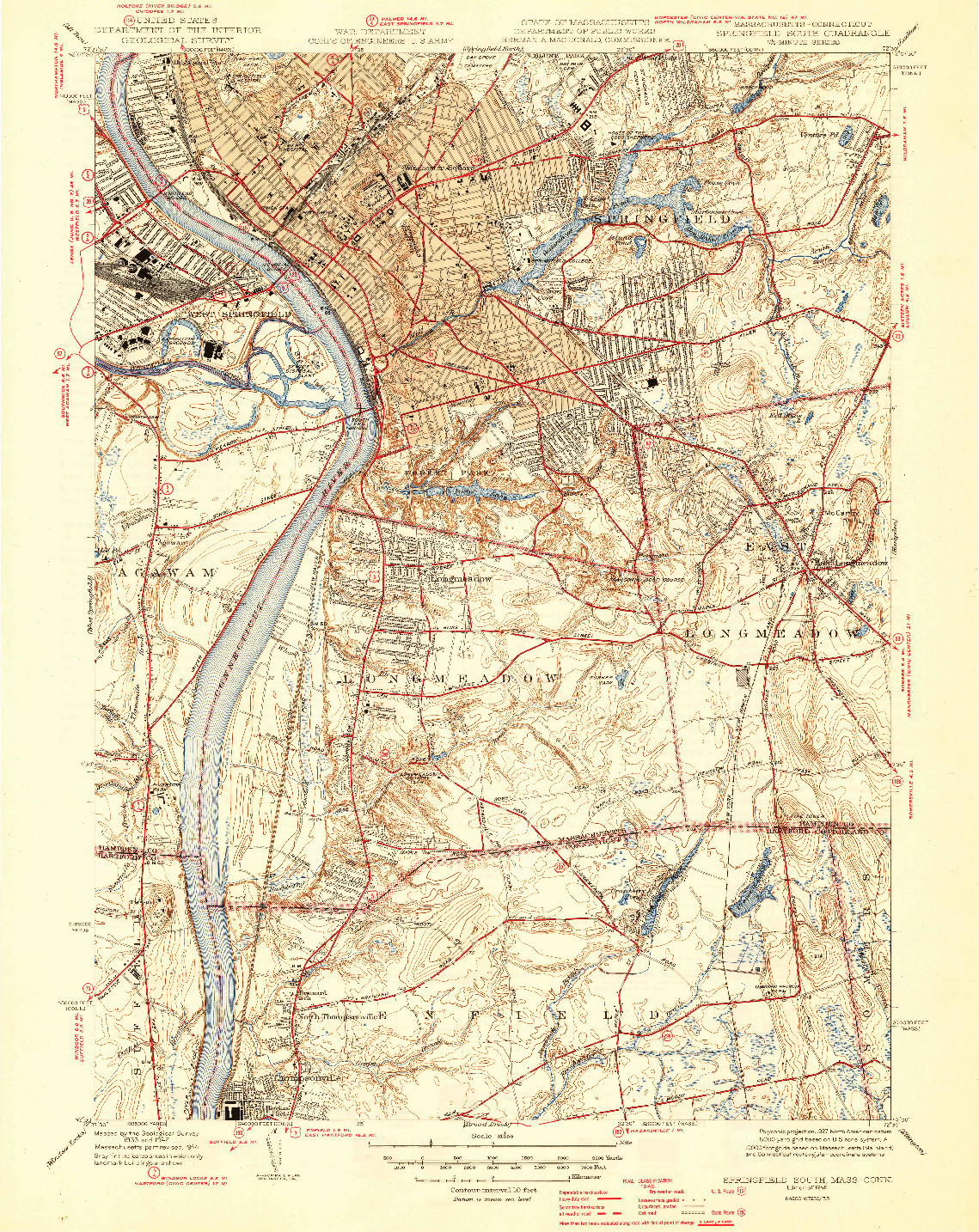 USGS 1:31680-SCALE QUADRANGLE FOR SPRINGFIELD SOUTH, MA 1946