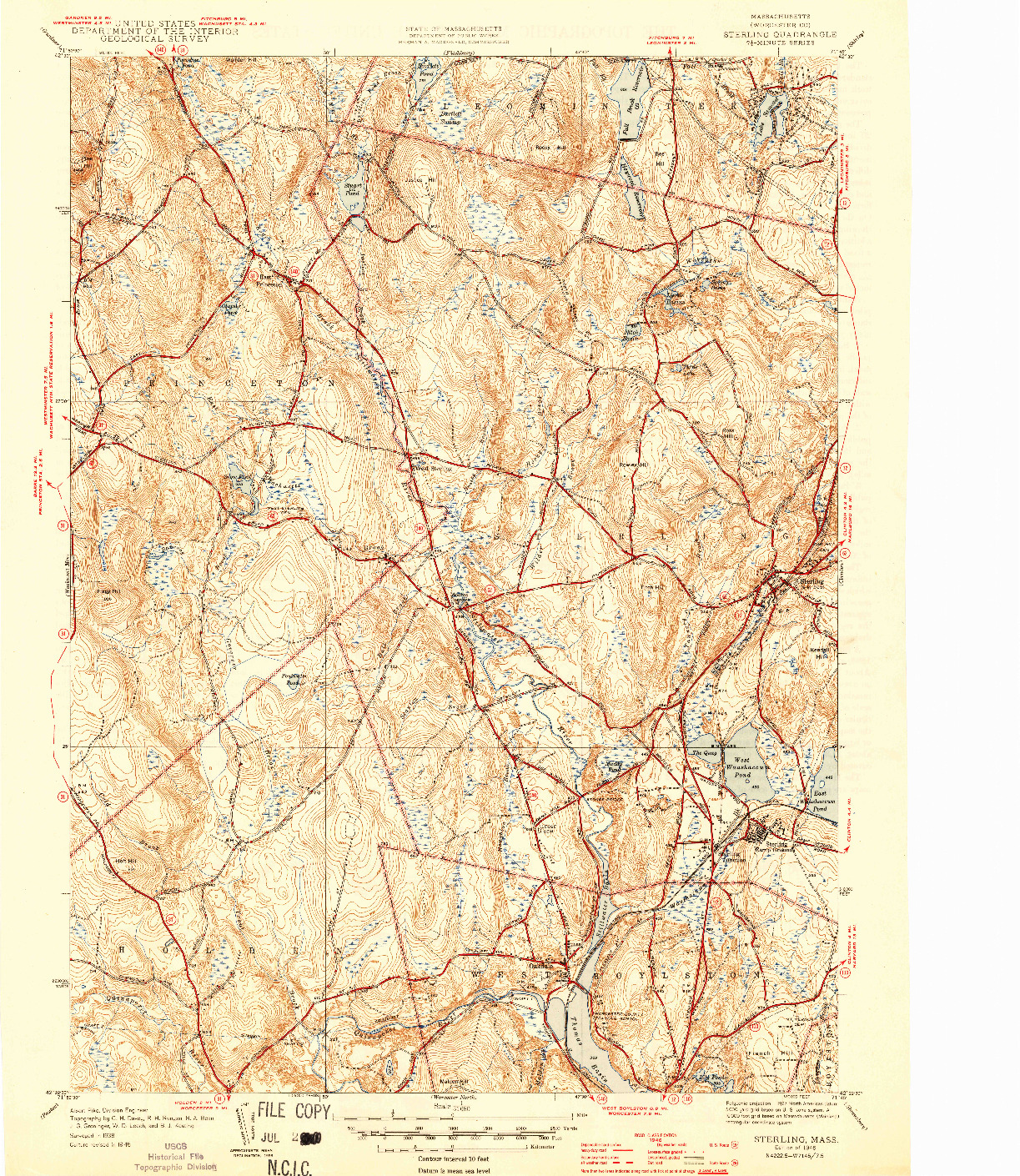 USGS 1:31680-SCALE QUADRANGLE FOR STERLING, MA 1946