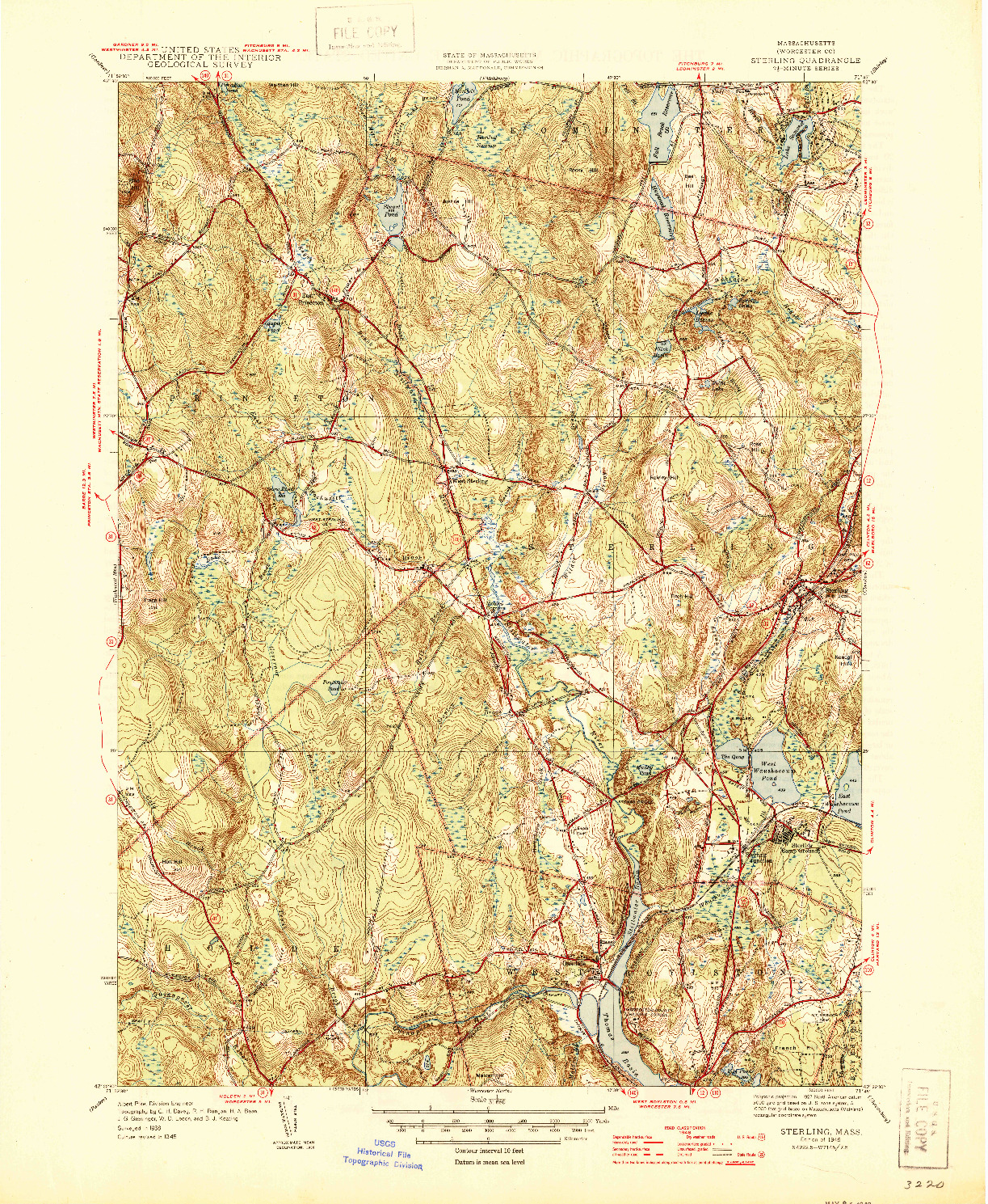 USGS 1:31680-SCALE QUADRANGLE FOR STERLING, MA 1946