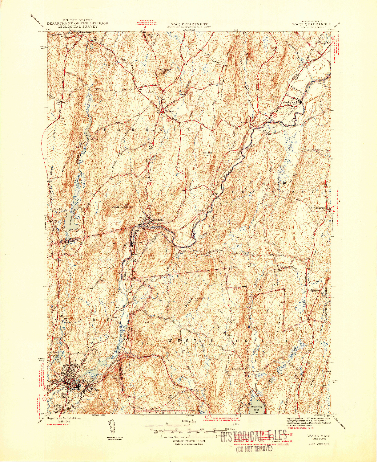 USGS 1:31680-SCALE QUADRANGLE FOR WARE, MA 1946