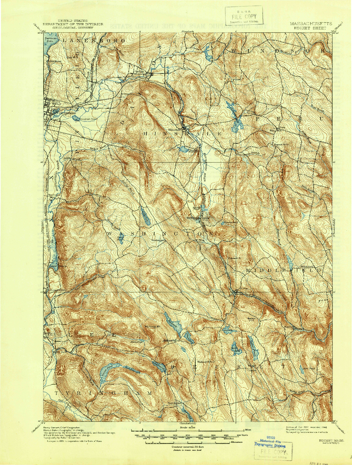 USGS 1:62500-SCALE QUADRANGLE FOR BECKET, MA 1897