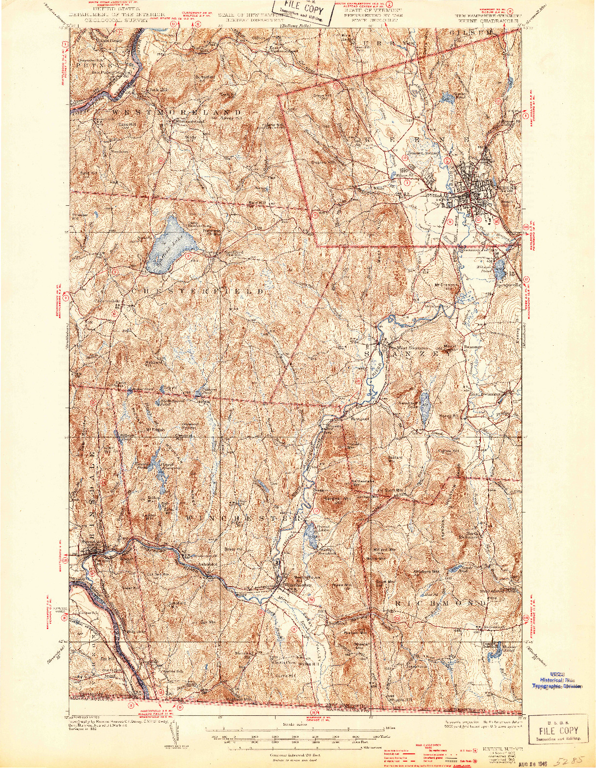 USGS 1:62500-SCALE QUADRANGLE FOR KEENE, NH 1935