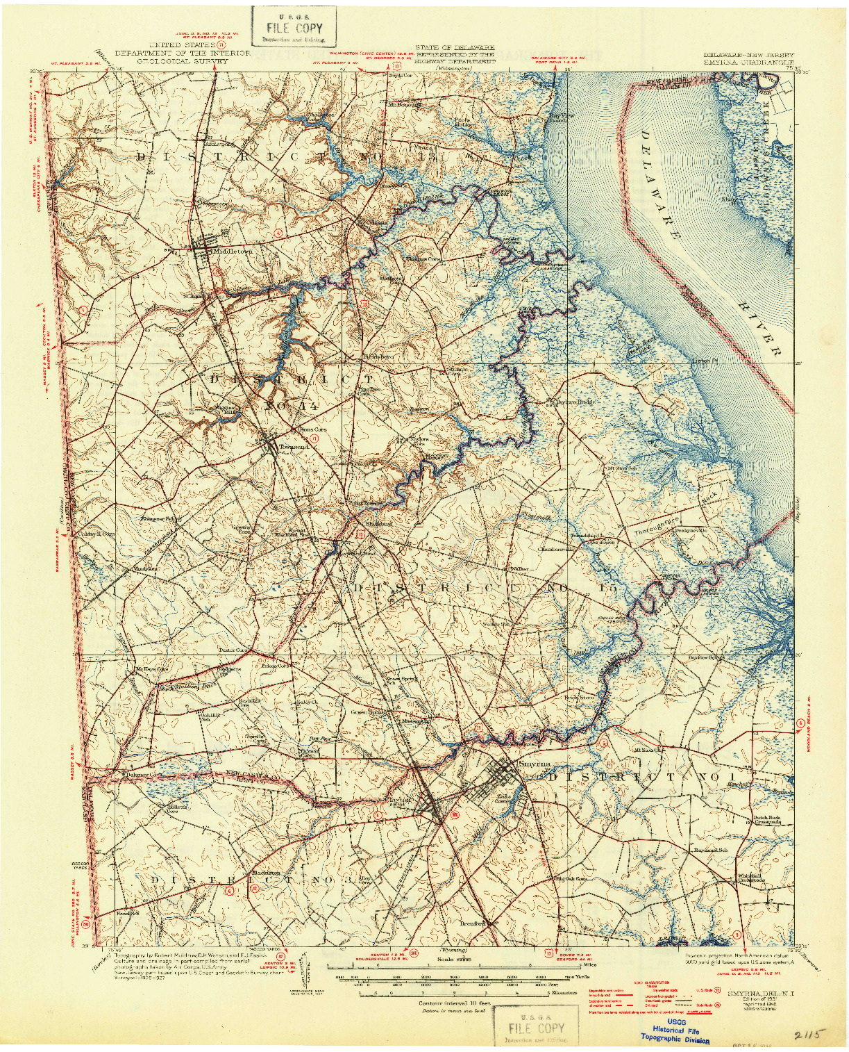USGS 1:62500-SCALE QUADRANGLE FOR SMYRNA, DE 1931