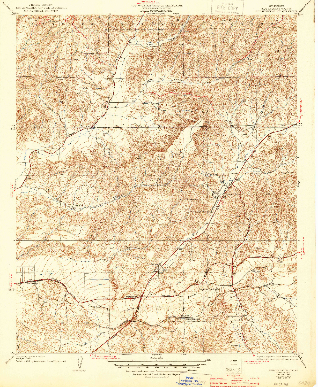 USGS 1:24000-SCALE QUADRANGLE FOR HUMPHREYS, CA 1932