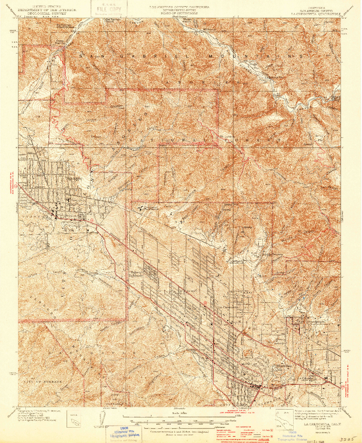 USGS 1:24000-SCALE QUADRANGLE FOR LA CRESCENTA, CA 1939