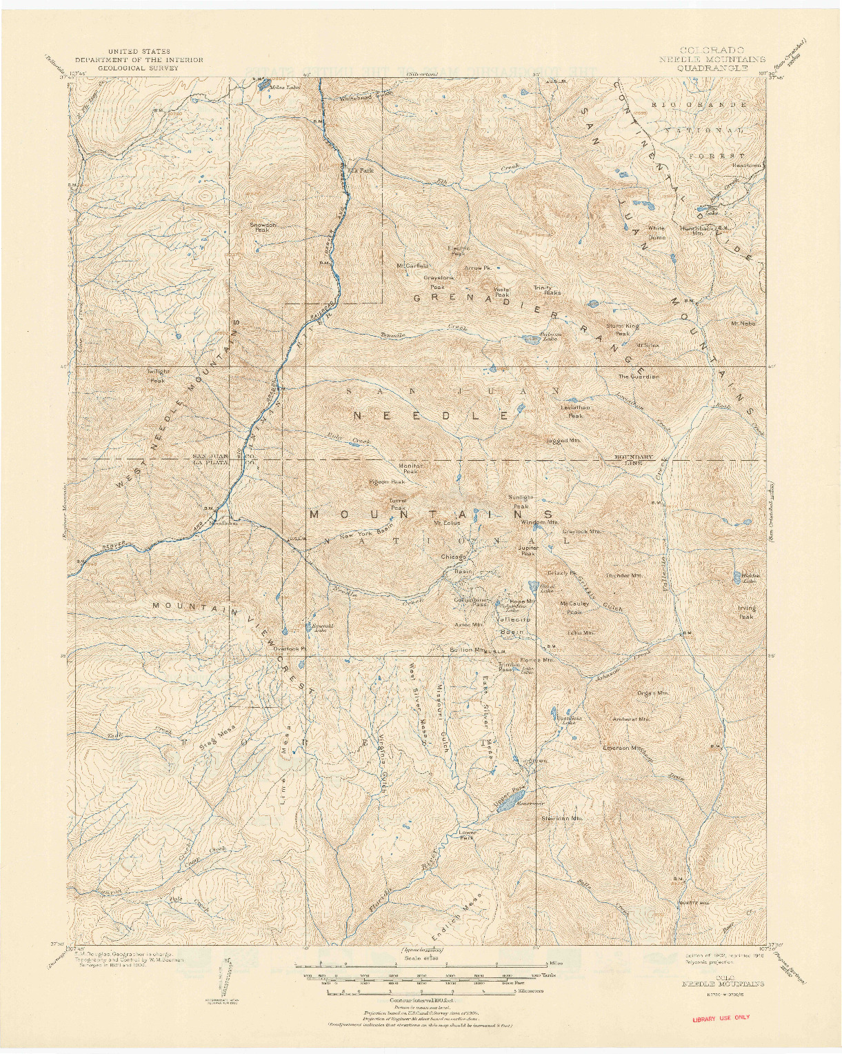USGS 1:62500-SCALE QUADRANGLE FOR NEEDLE MOUNTAINS, CO 1902