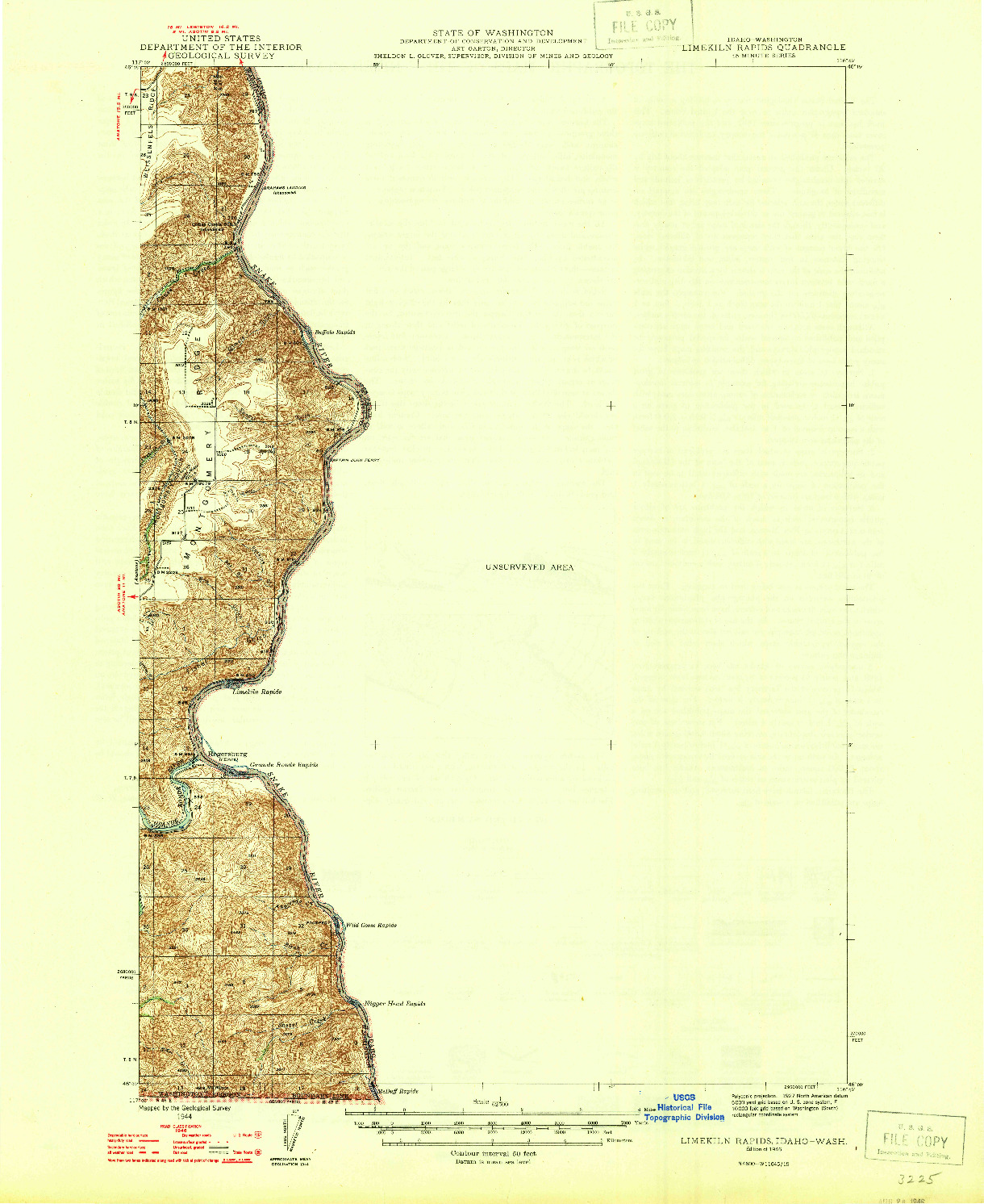 USGS 1:62500-SCALE QUADRANGLE FOR LIMEKILN RAPIDS, ID 1946