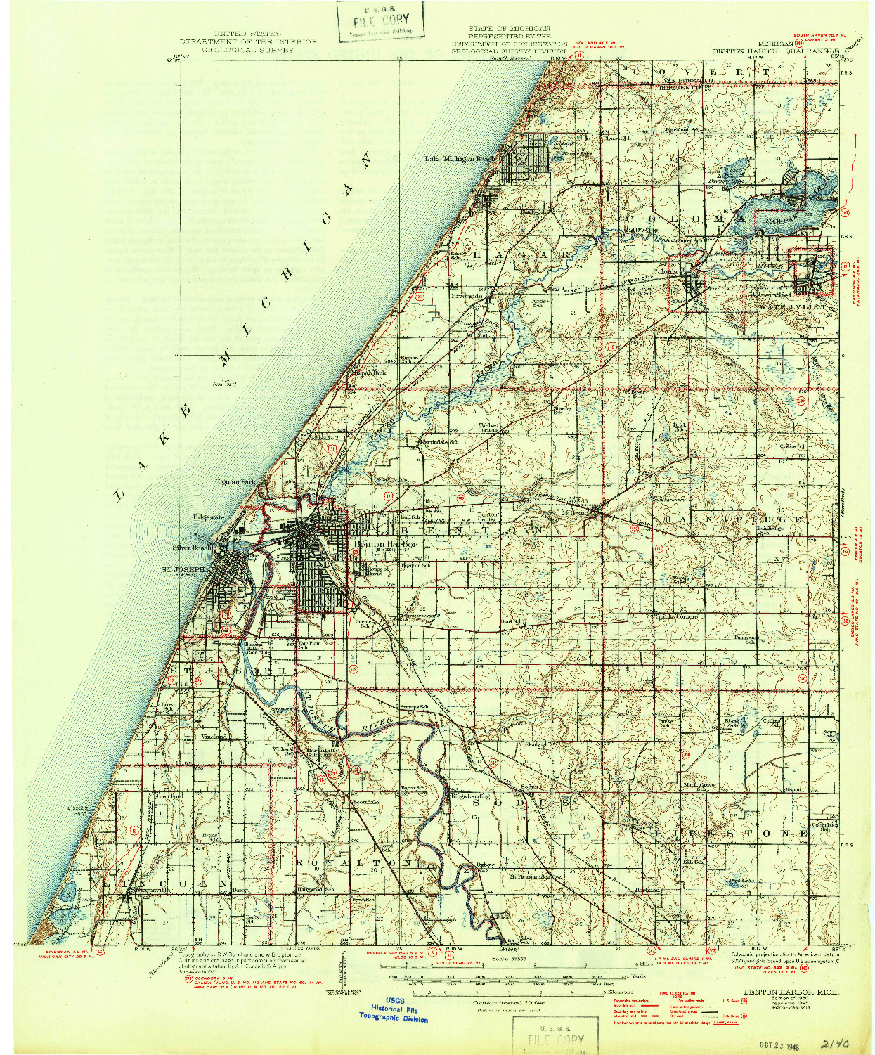 USGS 1:62500-SCALE QUADRANGLE FOR BENTON HARBOR, MI 1930
