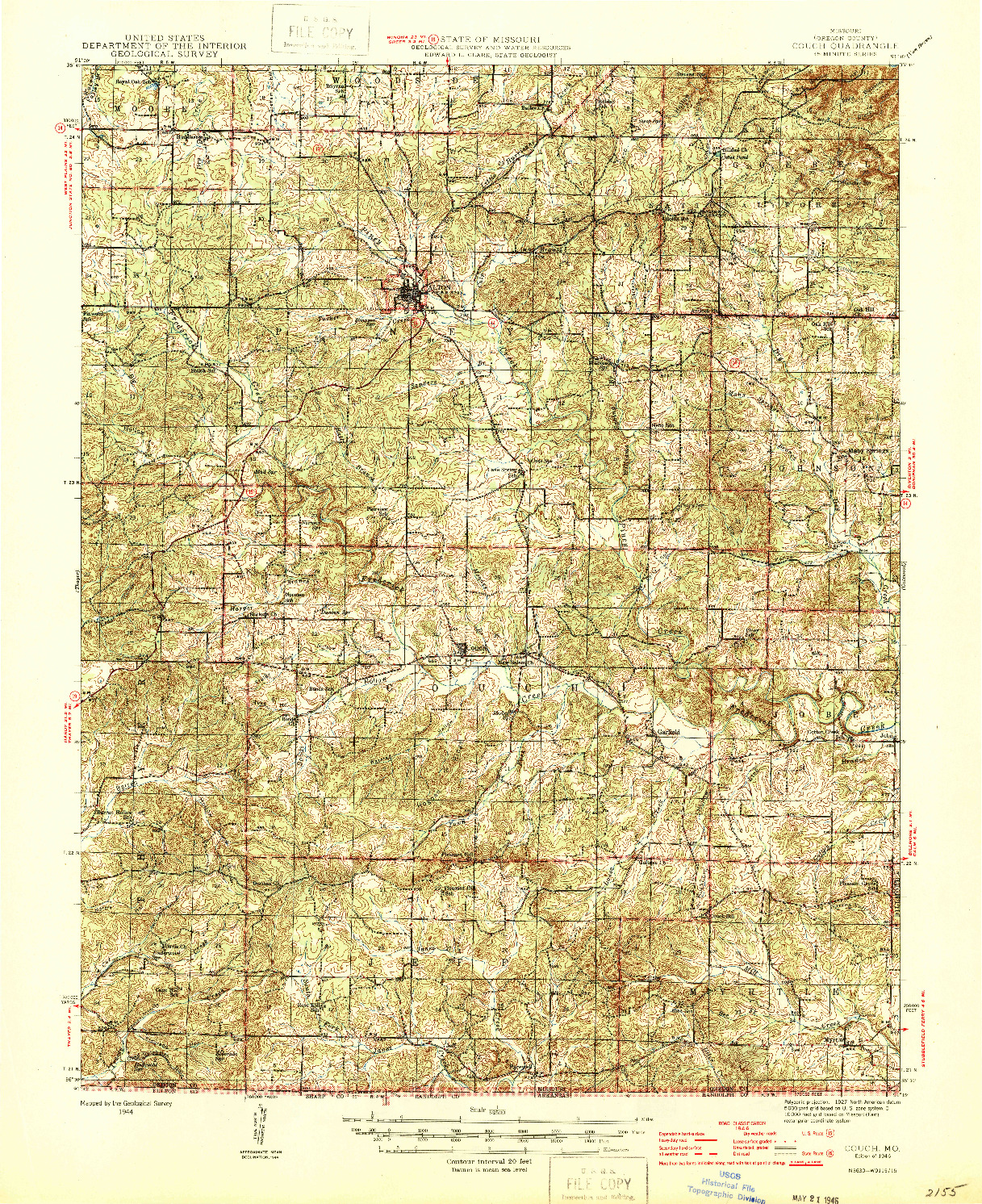 USGS 1:62500-SCALE QUADRANGLE FOR COUCH, MO 1946