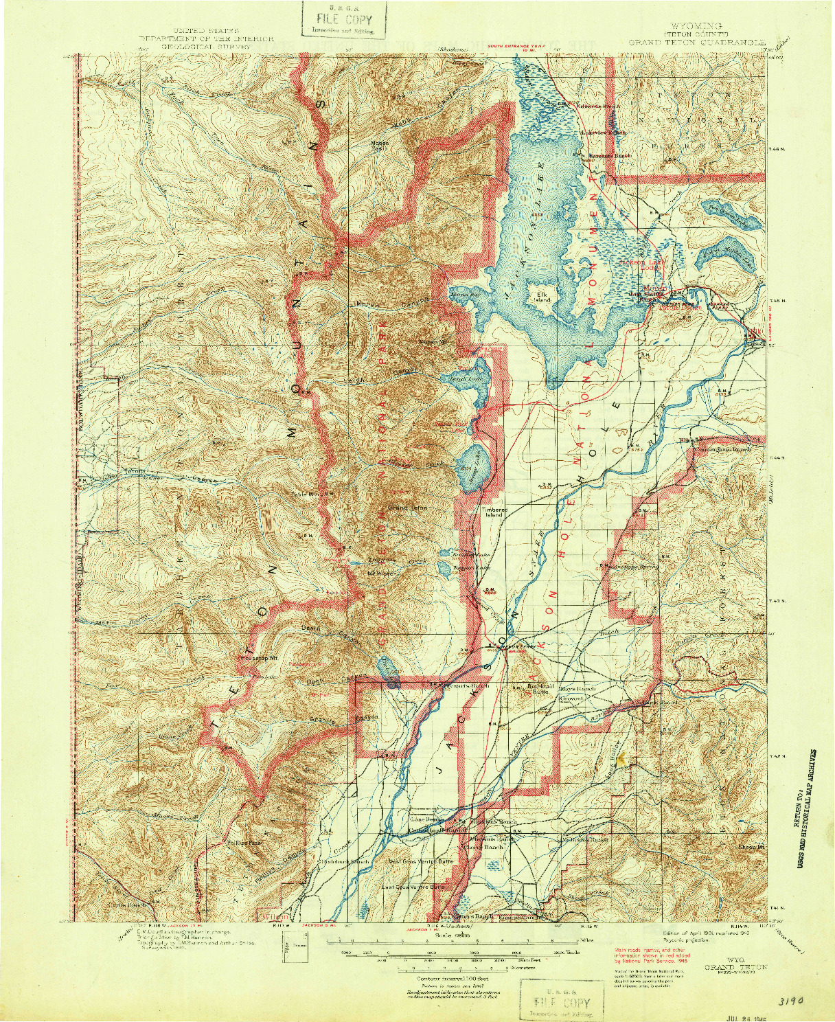 USGS 1:125000-SCALE QUADRANGLE FOR GRAND TETON, WY 1901