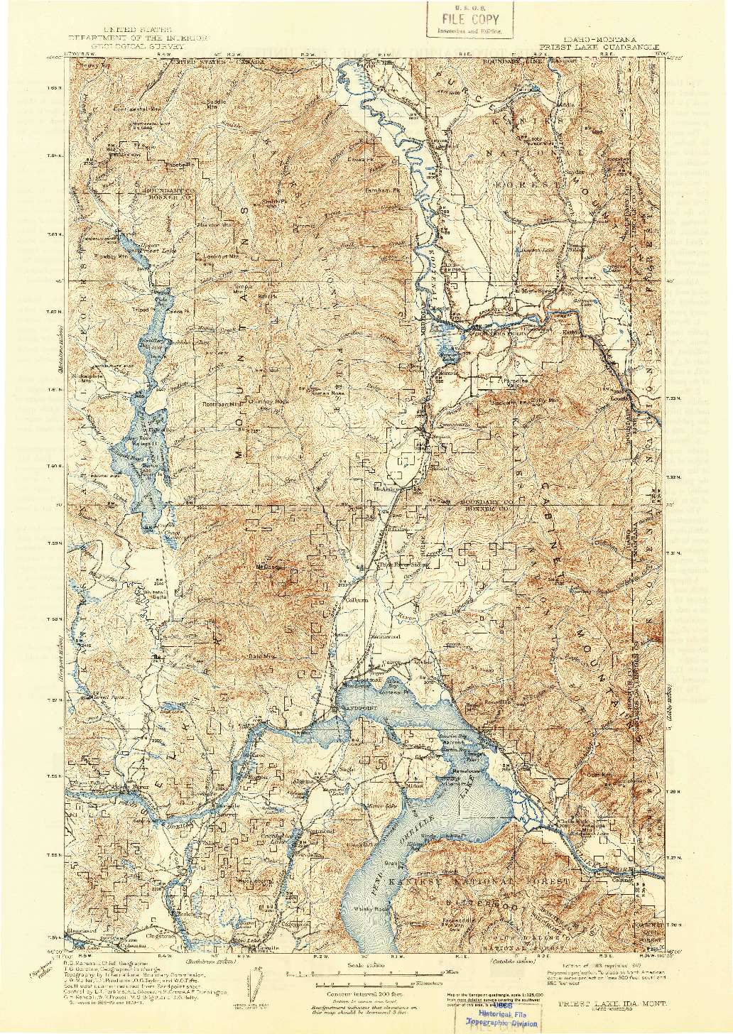 USGS 1:250000-SCALE QUADRANGLE FOR PRIEST LAKE, ID 1913