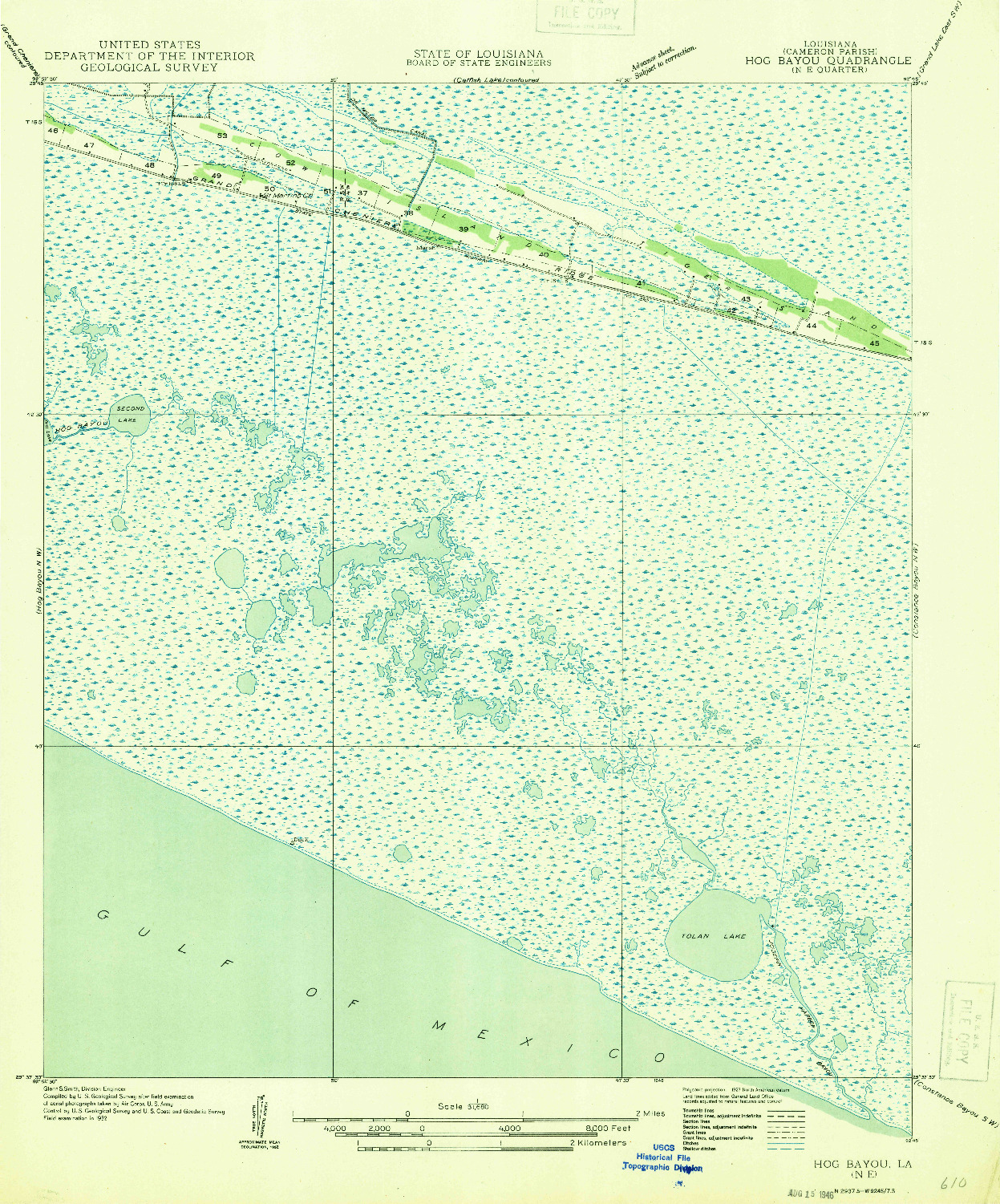 USGS 1:31680-SCALE QUADRANGLE FOR HOG BAYOU NE, LA 1946