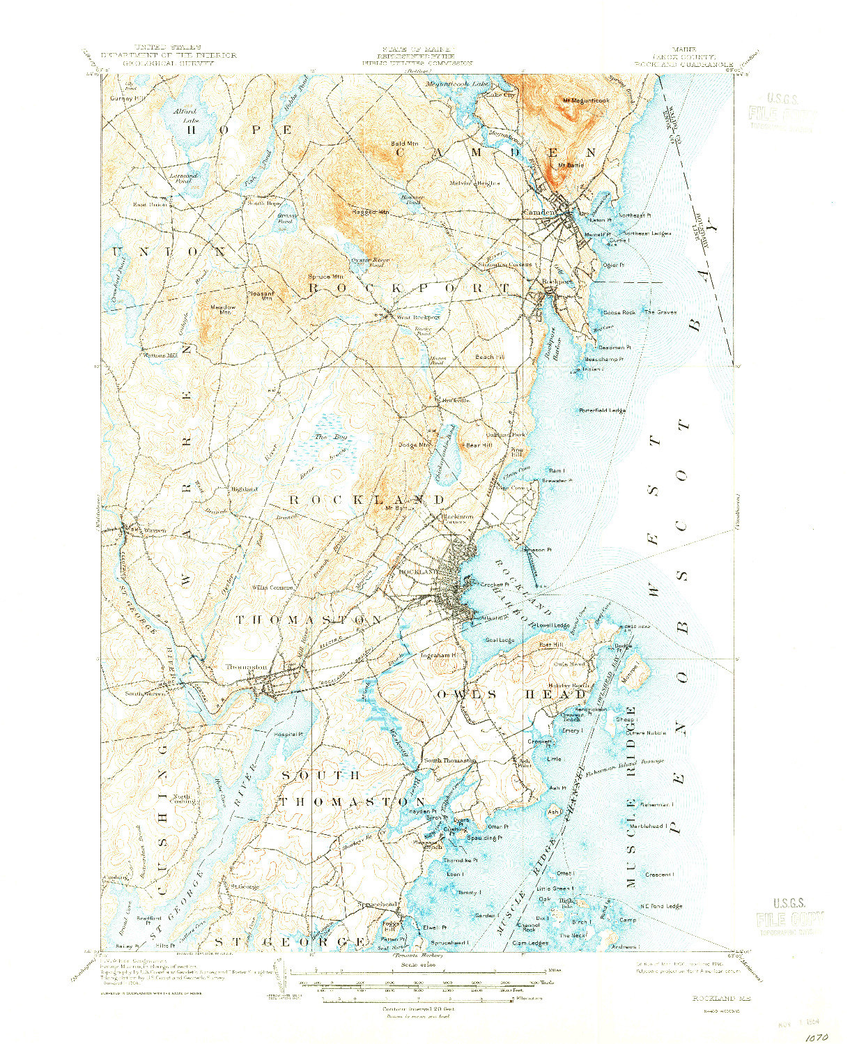 USGS 1:62500-SCALE QUADRANGLE FOR ROCKLAND, ME 1906