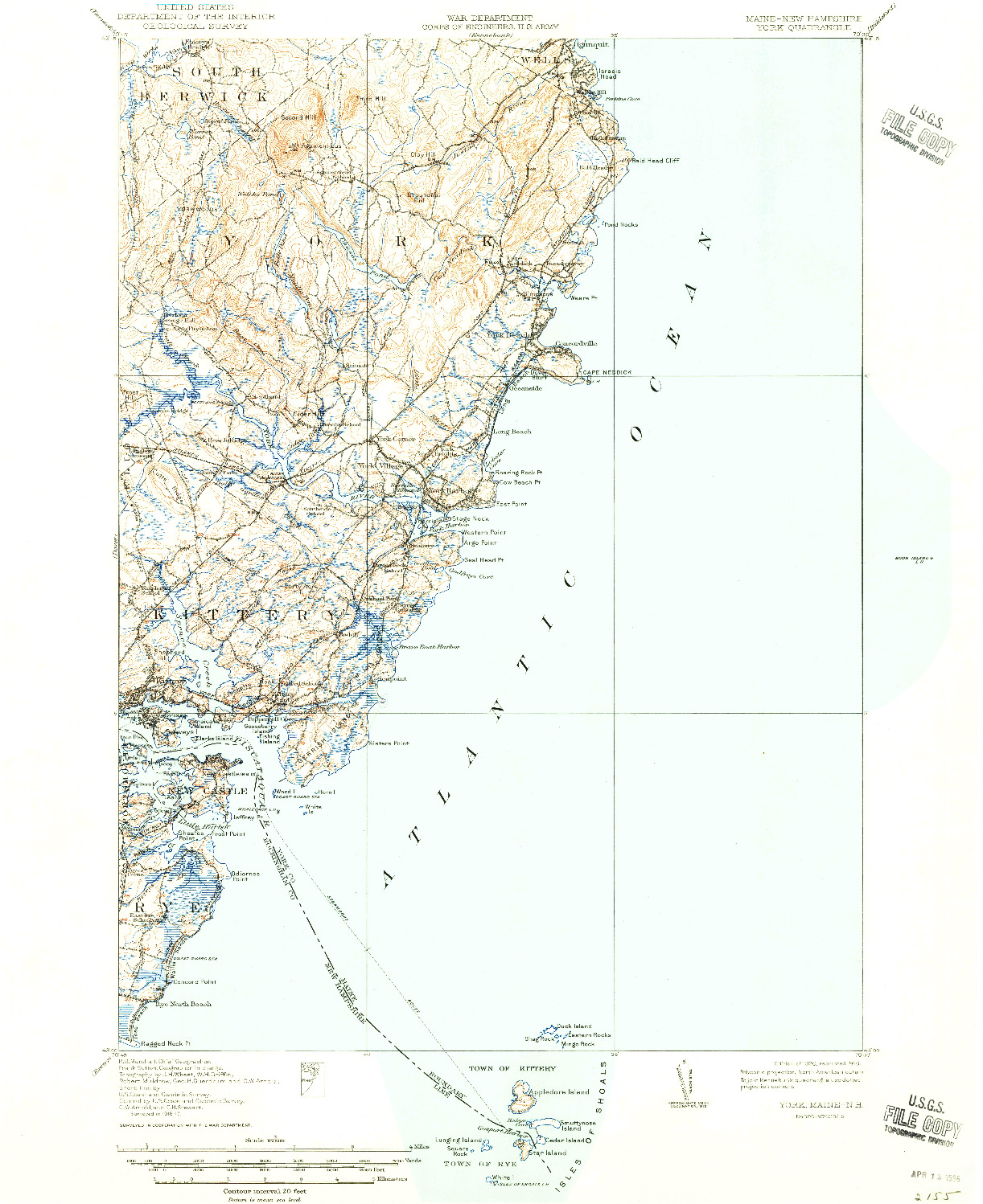 USGS 1:62500-SCALE QUADRANGLE FOR YORK, ME 1920