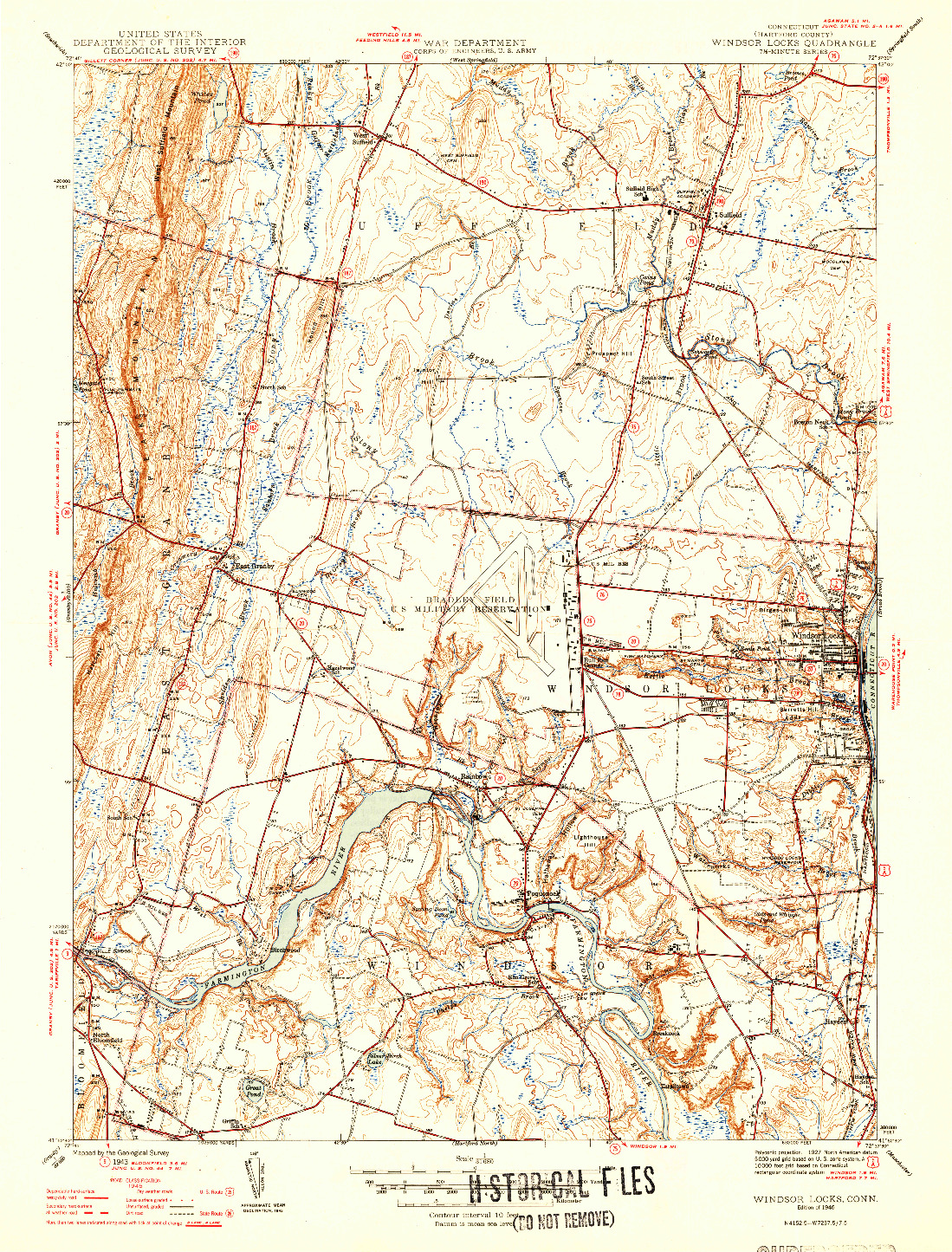 USGS 1:31680-SCALE QUADRANGLE FOR WINDSOR LOCKS, CT 1946