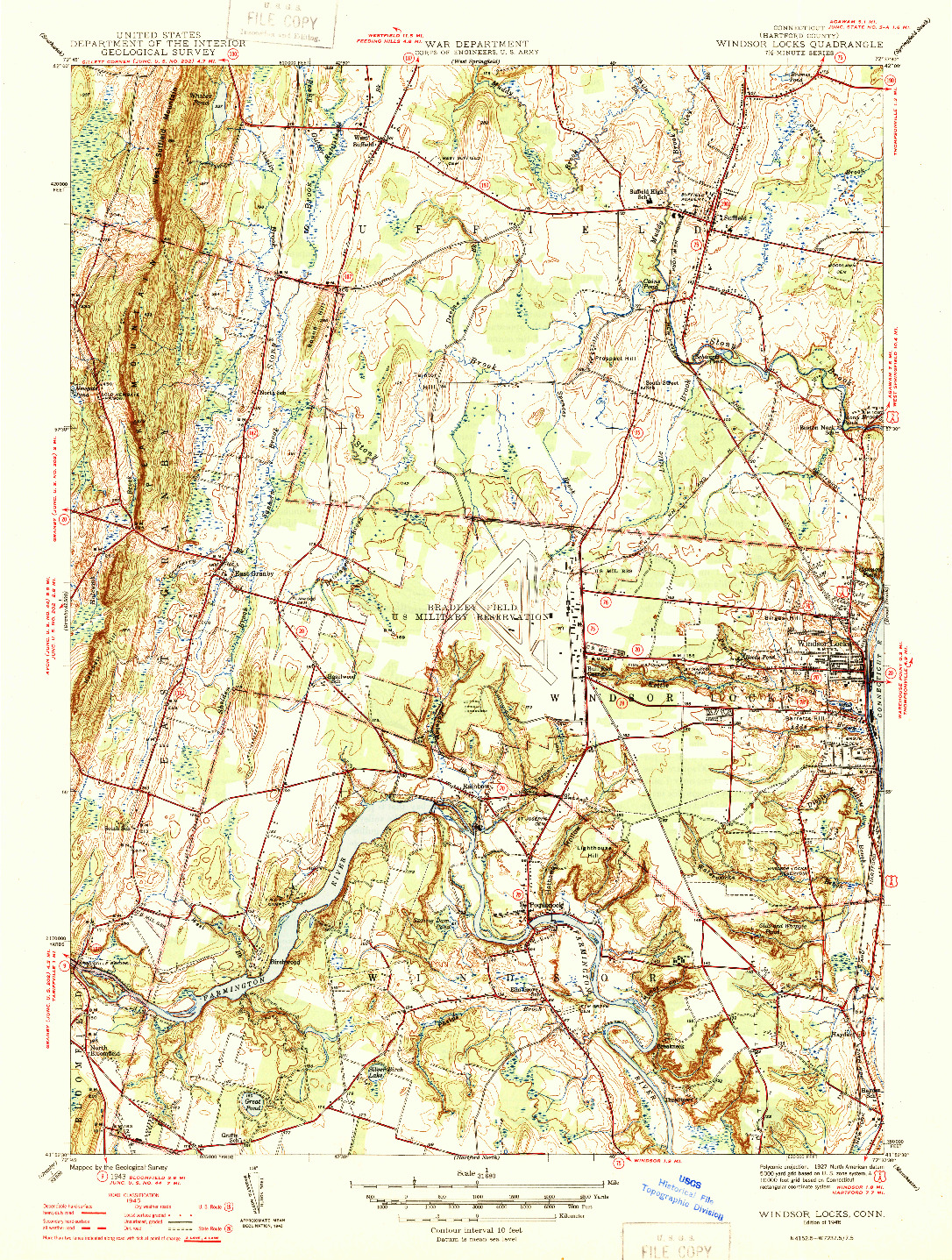 USGS 1:31680-SCALE QUADRANGLE FOR WINDSOR LOCKS, CT 1946