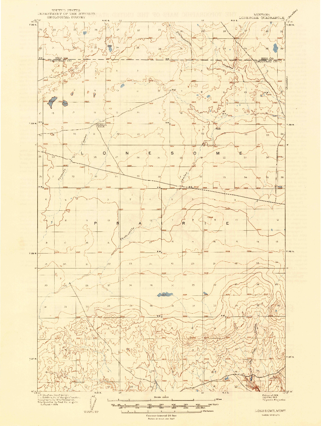 USGS 1:62500-SCALE QUADRANGLE FOR LONESOME, MT 1906