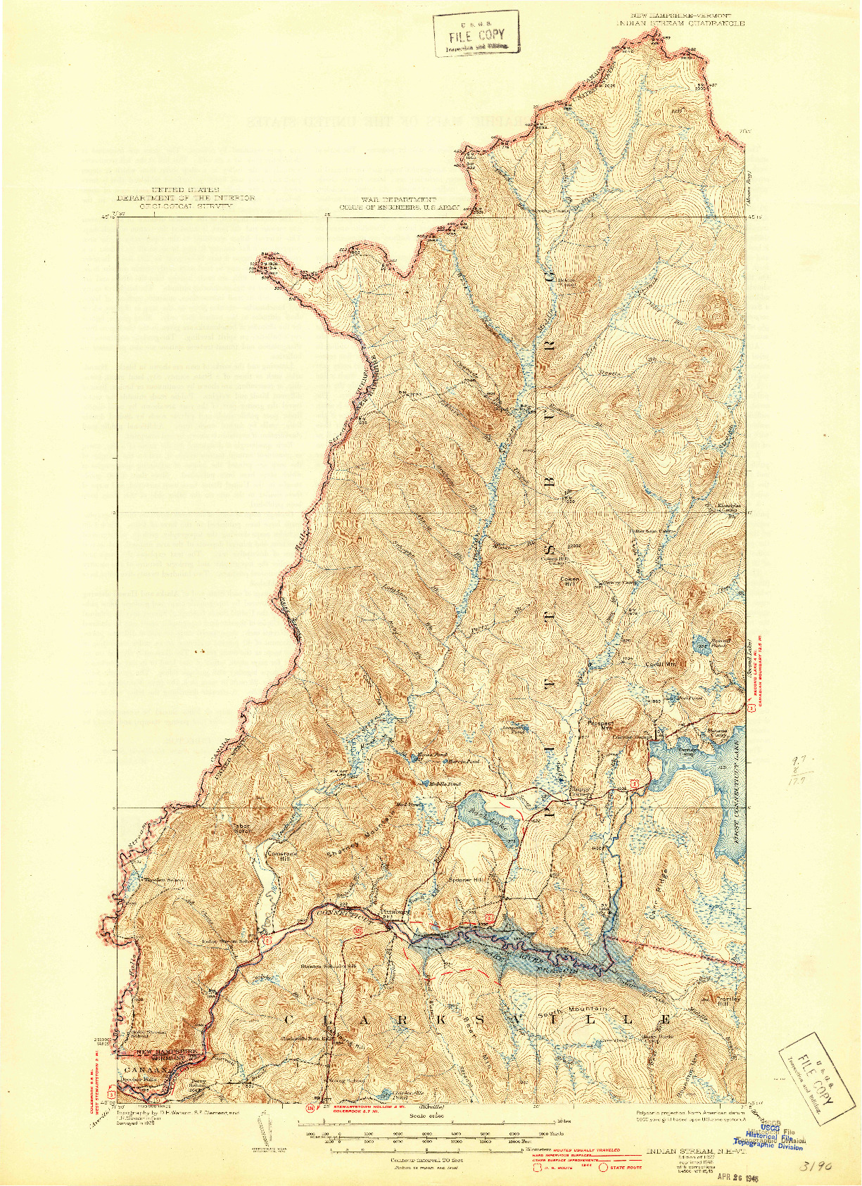 USGS 1:62500-SCALE QUADRANGLE FOR INDIAN STREAM, NH 1927