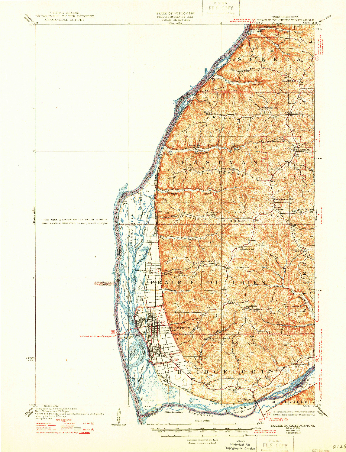 USGS 1:62500-SCALE QUADRANGLE FOR PRAIRIE DU CHIEN, WI 1932