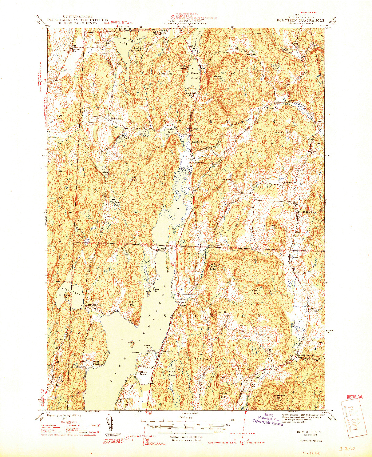 USGS 1:31680-SCALE QUADRANGLE FOR BOMOSEEN, VT 1944