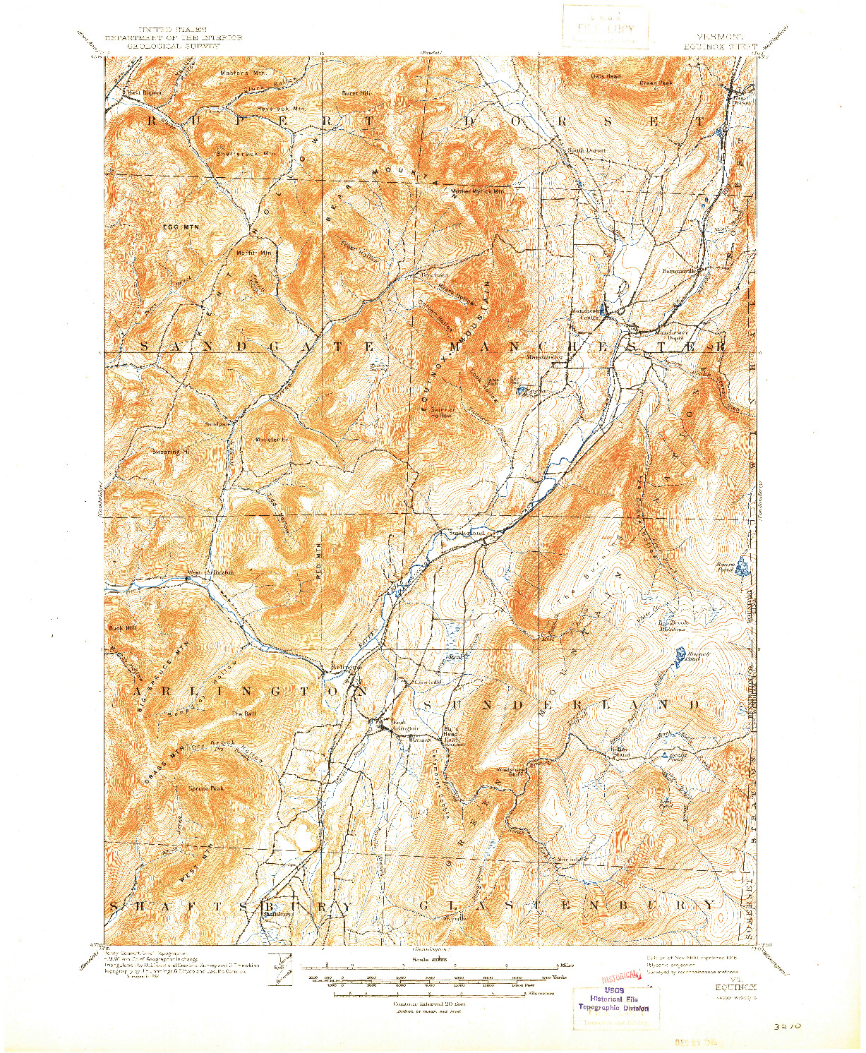 USGS 1:62500-SCALE QUADRANGLE FOR EQUINOX, VT 1900