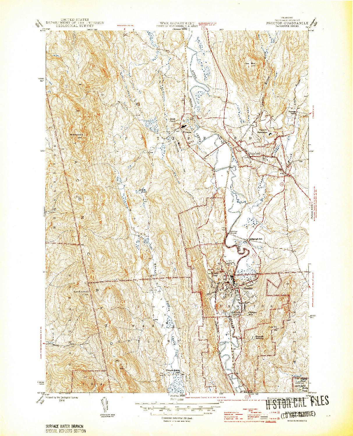 USGS 1:31680-SCALE QUADRANGLE FOR PROCTOR, VT 1946