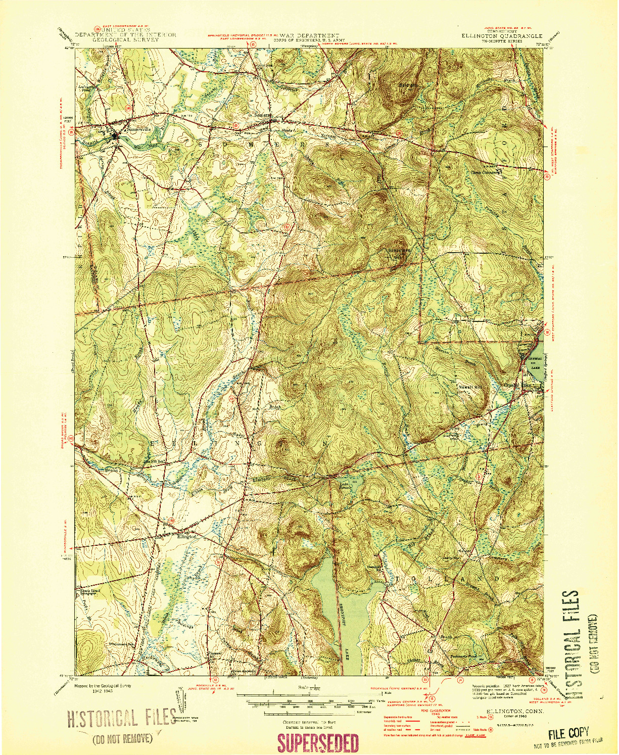 USGS 1:31680-SCALE QUADRANGLE FOR ELLINGTON, CT 1946
