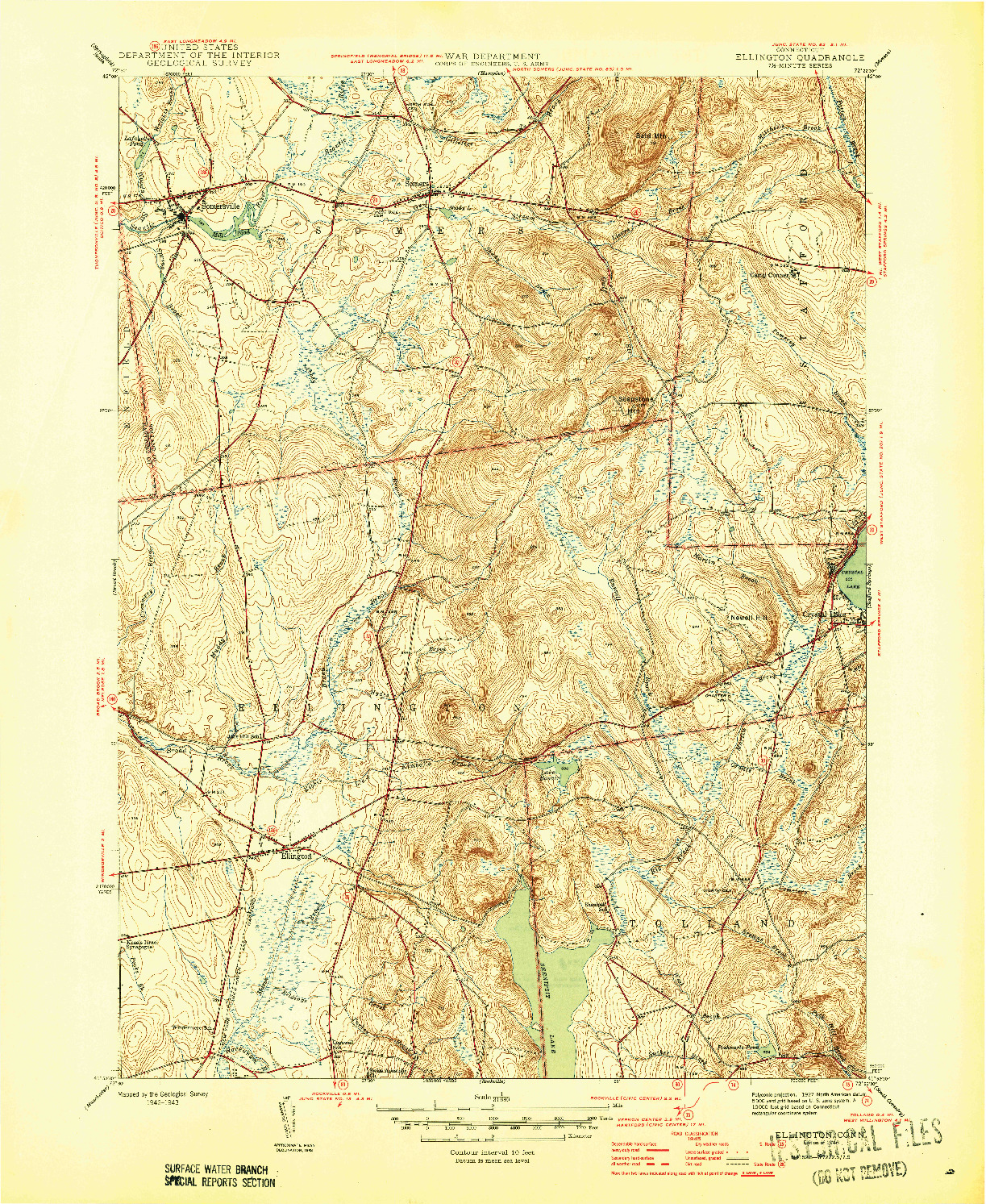 USGS 1:31680-SCALE QUADRANGLE FOR ELLINGTON, CT 1946