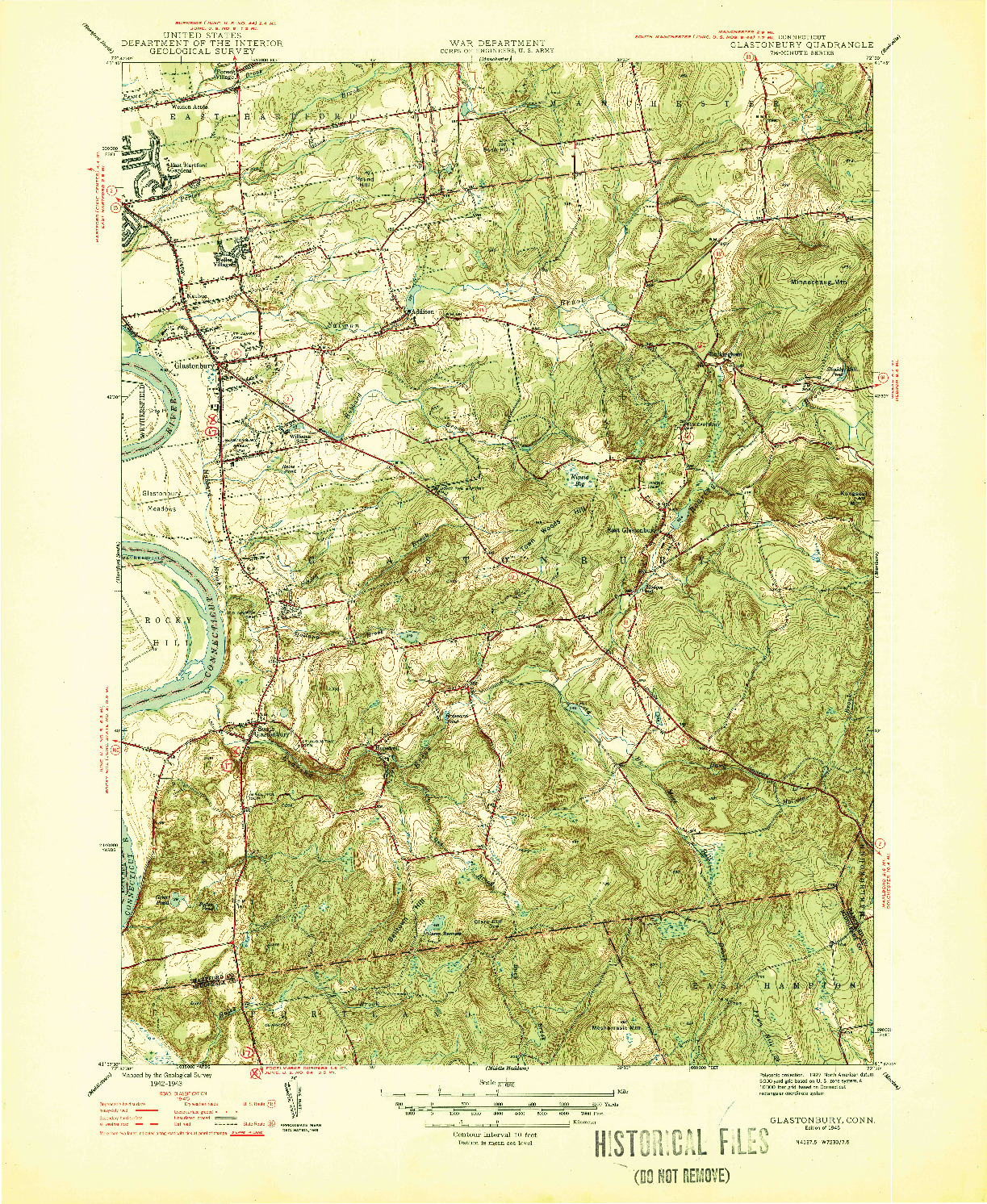 USGS 1:31680-SCALE QUADRANGLE FOR GLASTONBURY, CT 1946